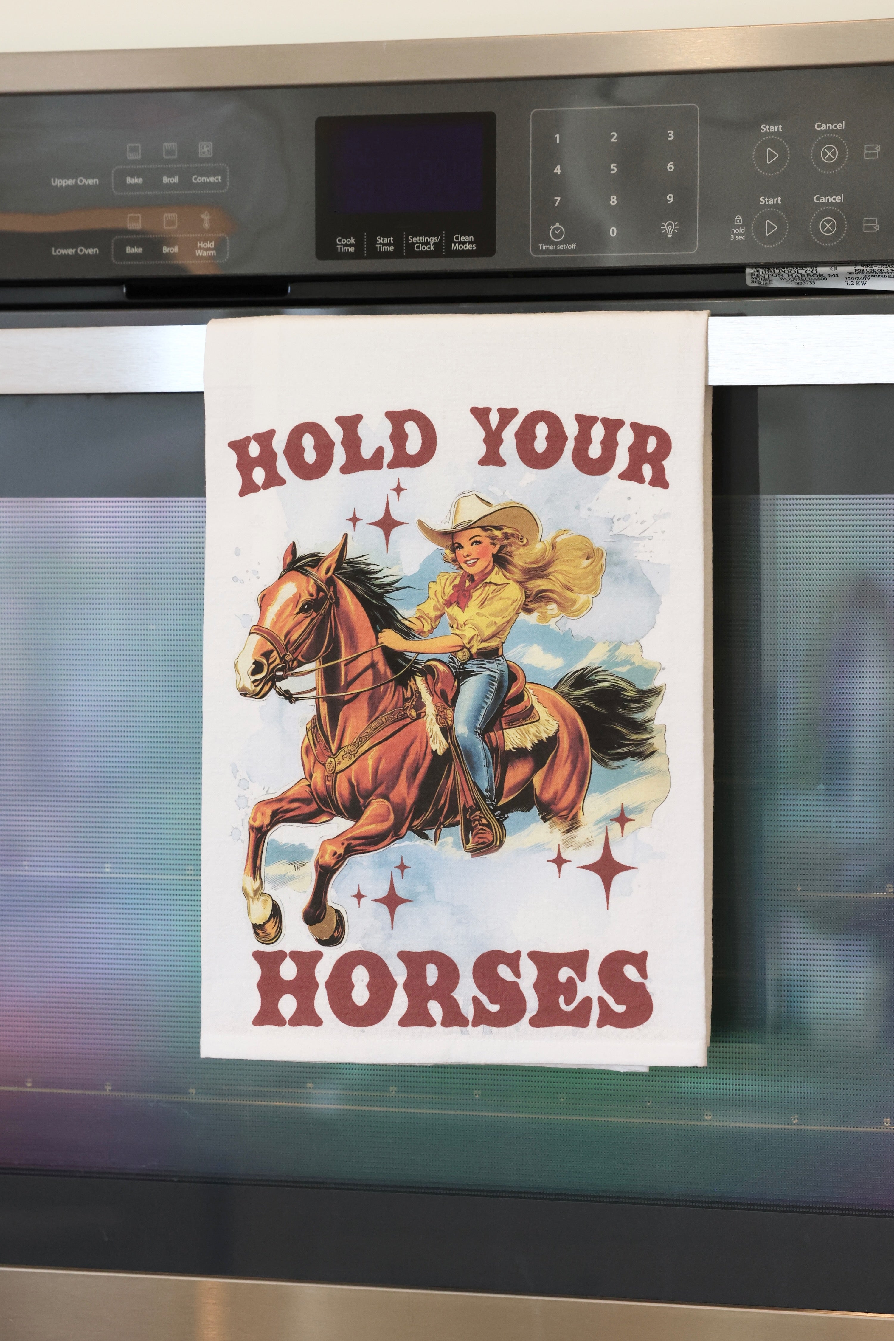 avery lane stylish equestrian hold your horses cotton hand towel
