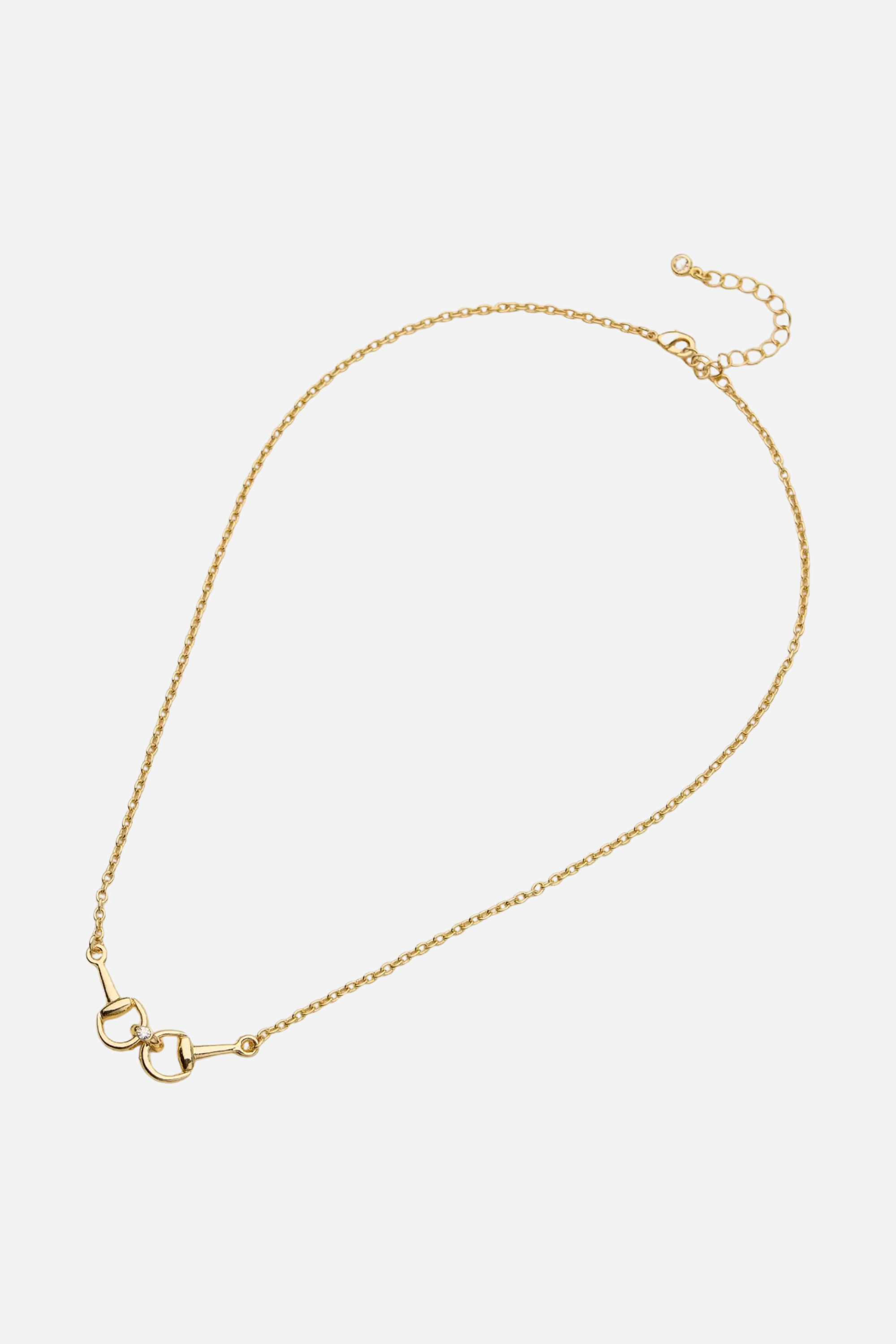 Gold necklace on a white background - equestrian inspired jewelry, horse girl accessory, horseshoe pendant necklace, dainty equestrian jewelry, small gifts for horse lovers