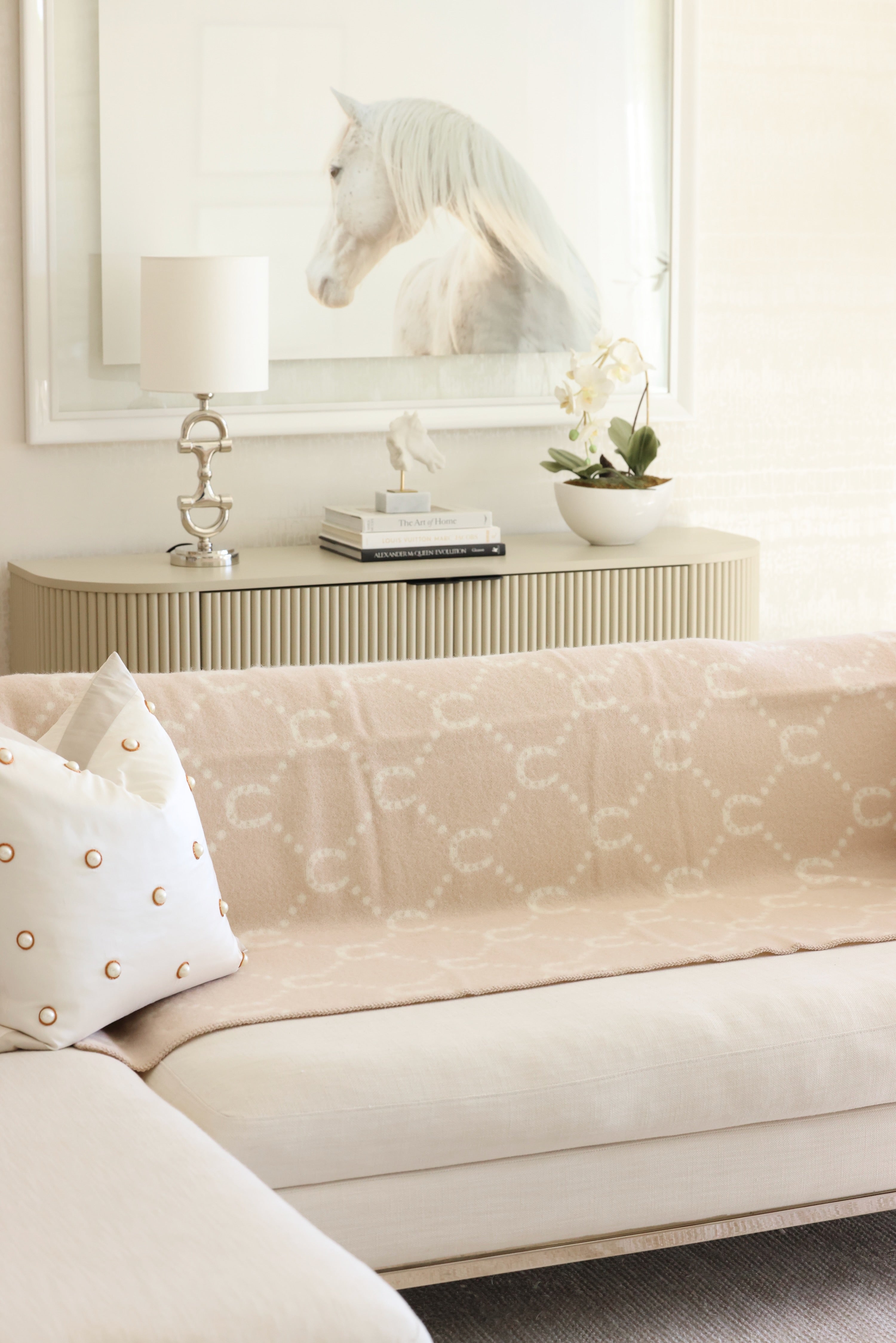 adamsbro stylish equestrian horseshoe pattern merino wool throw