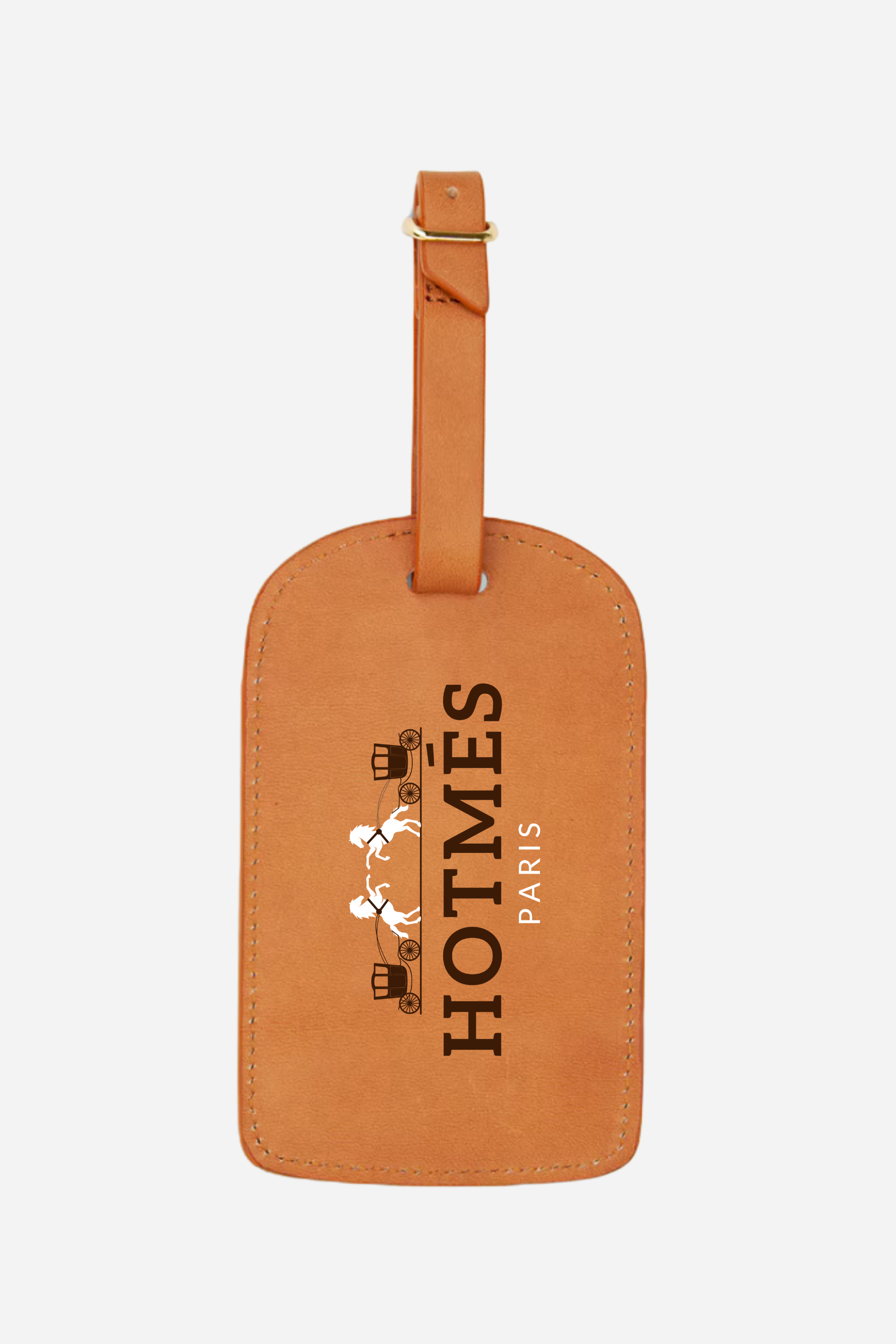 Hotmés Leather Luggage Tag - Cognac