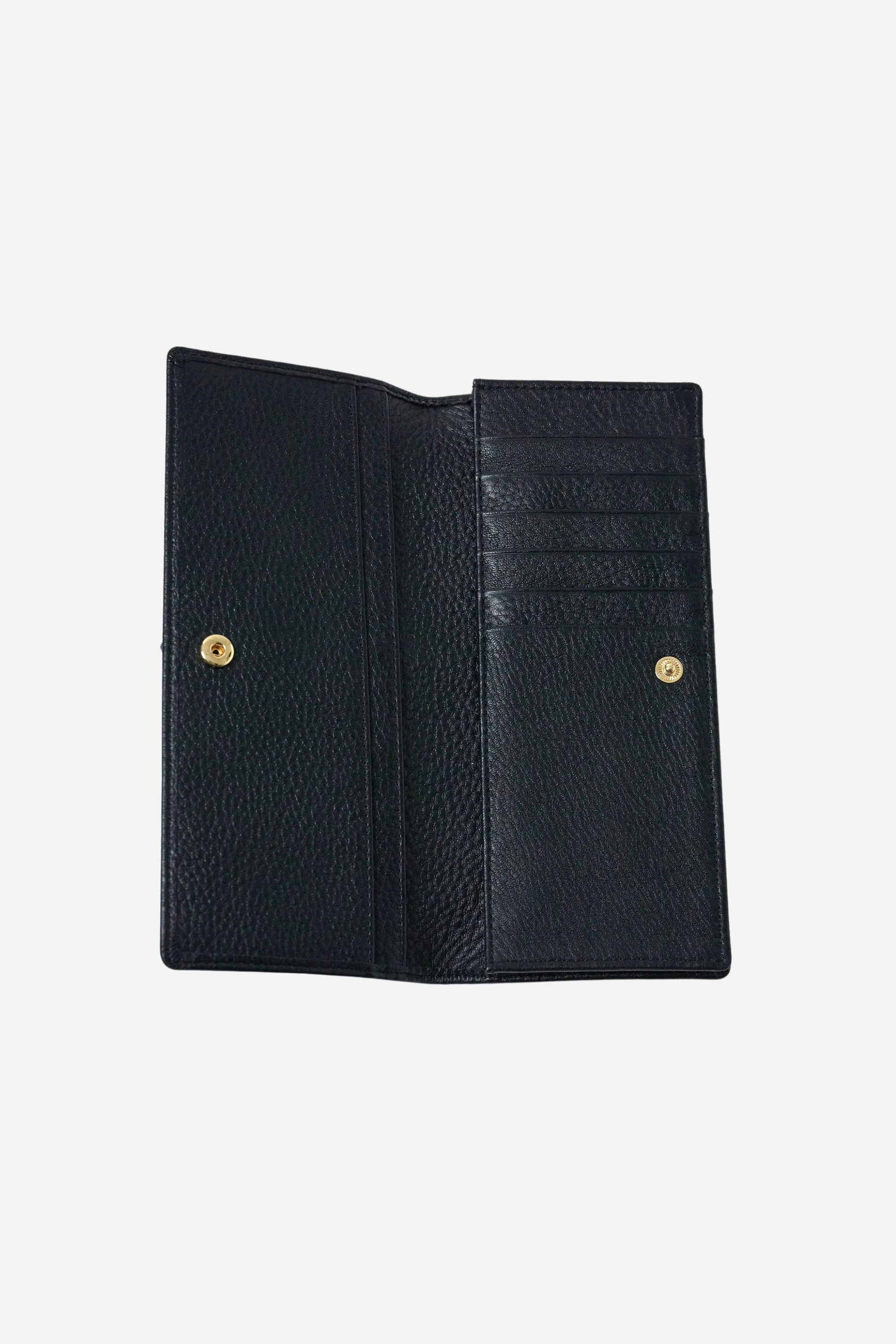 adamsbro stylish equestrian black leather wallet with gold stirrup detail
