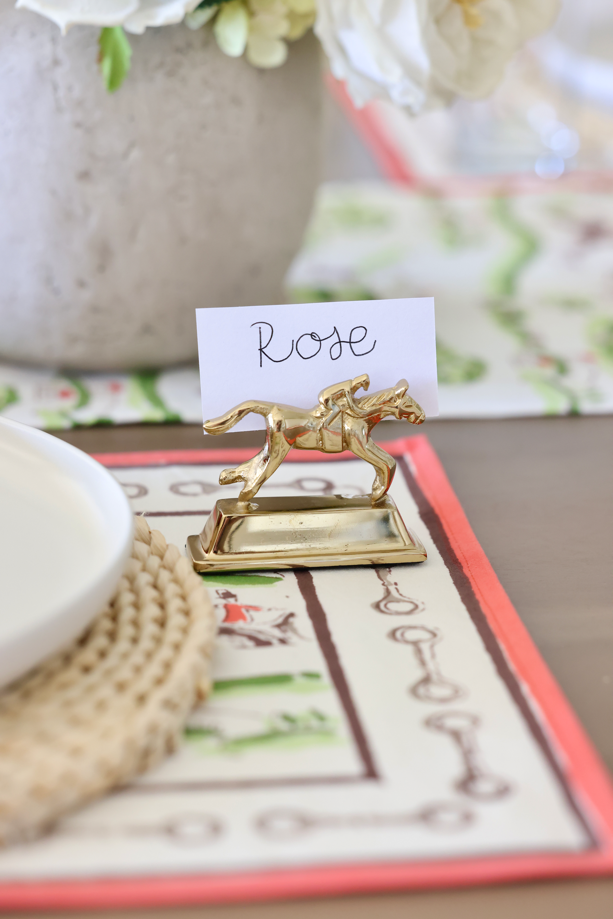 pomegranate stylish equestrian jockey place card holder set