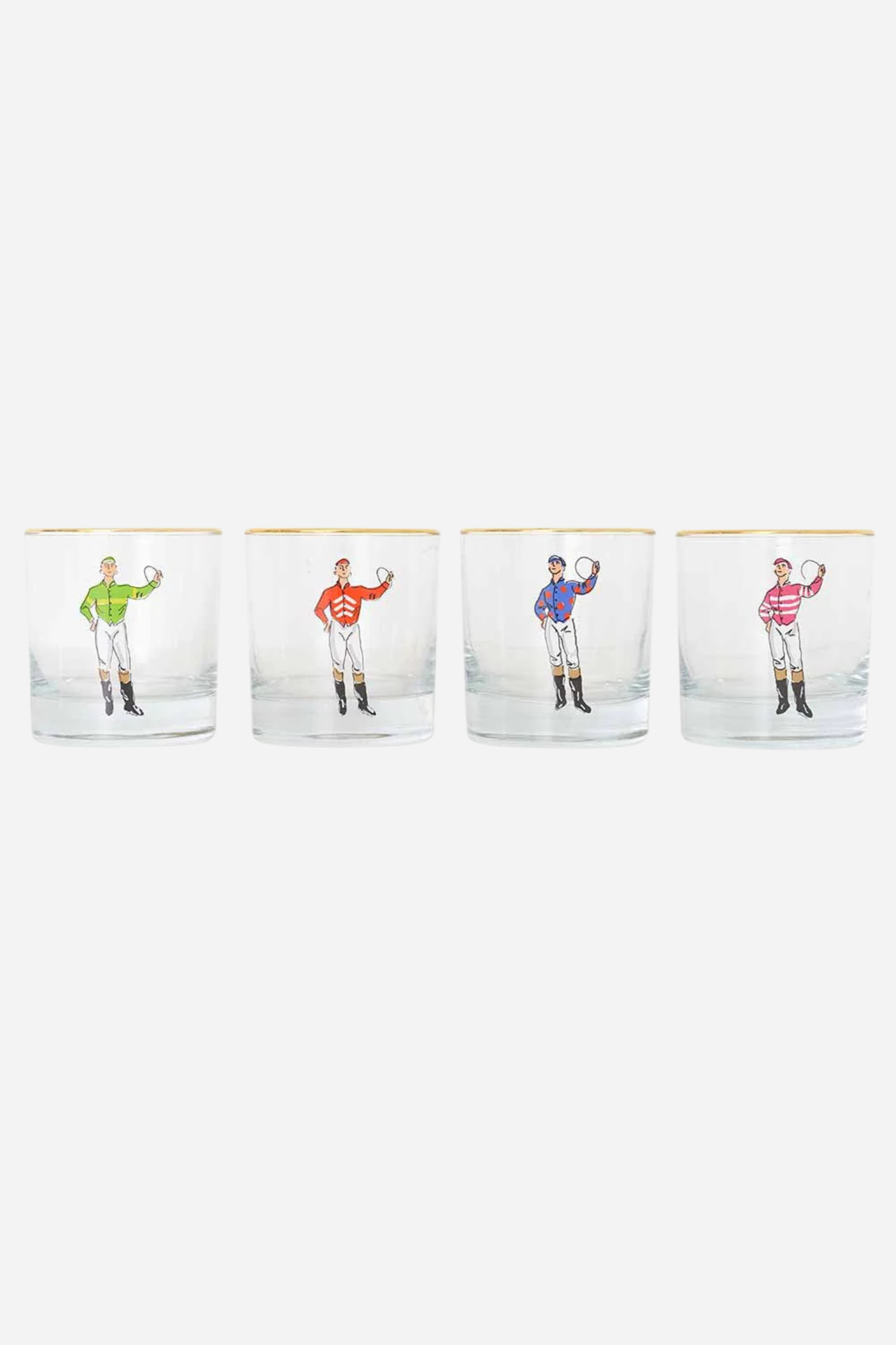 pomegranate stylish equestrian jockey short drinking glass set