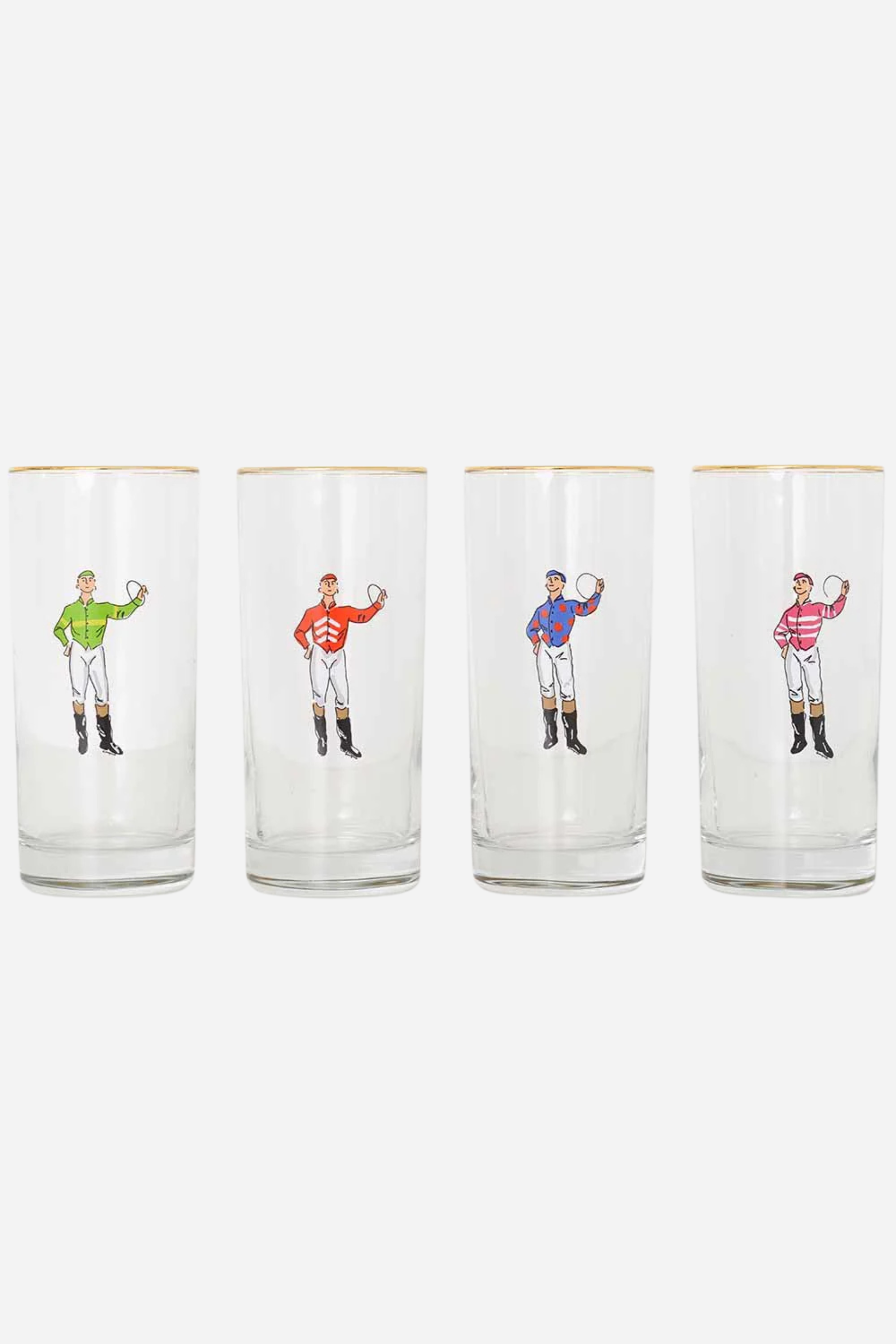 pomegranate stylish equestrian jockey tall drinking glass set