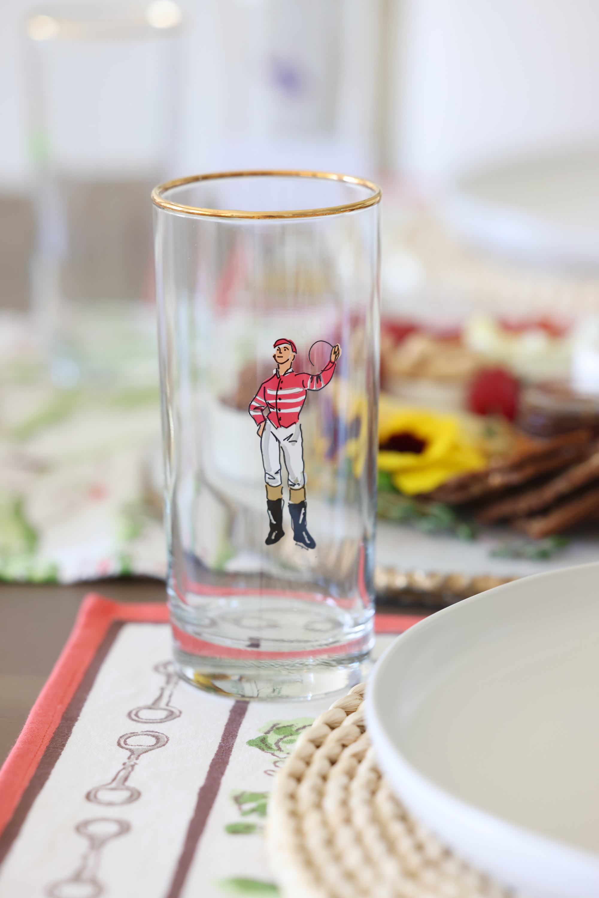 pomegranate stylish equestrian jockey tall drinking glass set