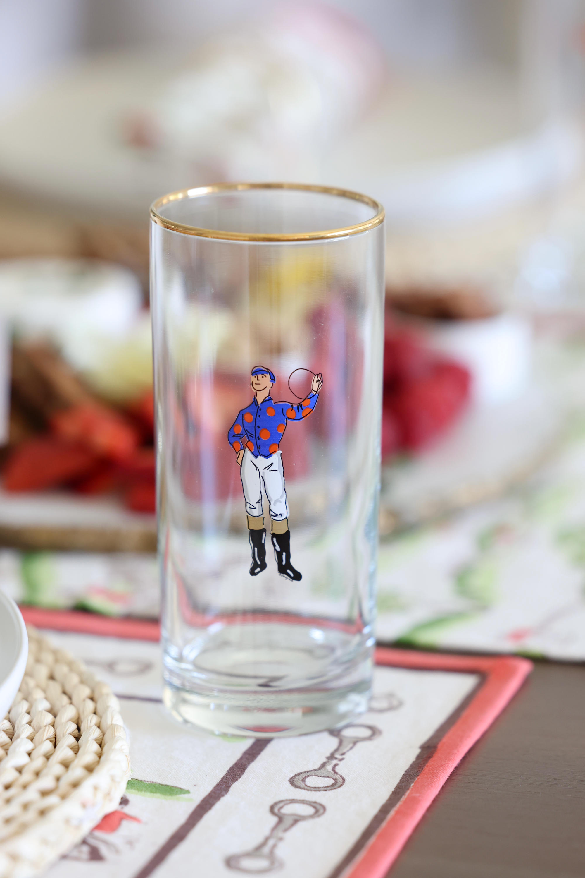 pomegranate stylish equestrian jockey tall drinking glass set