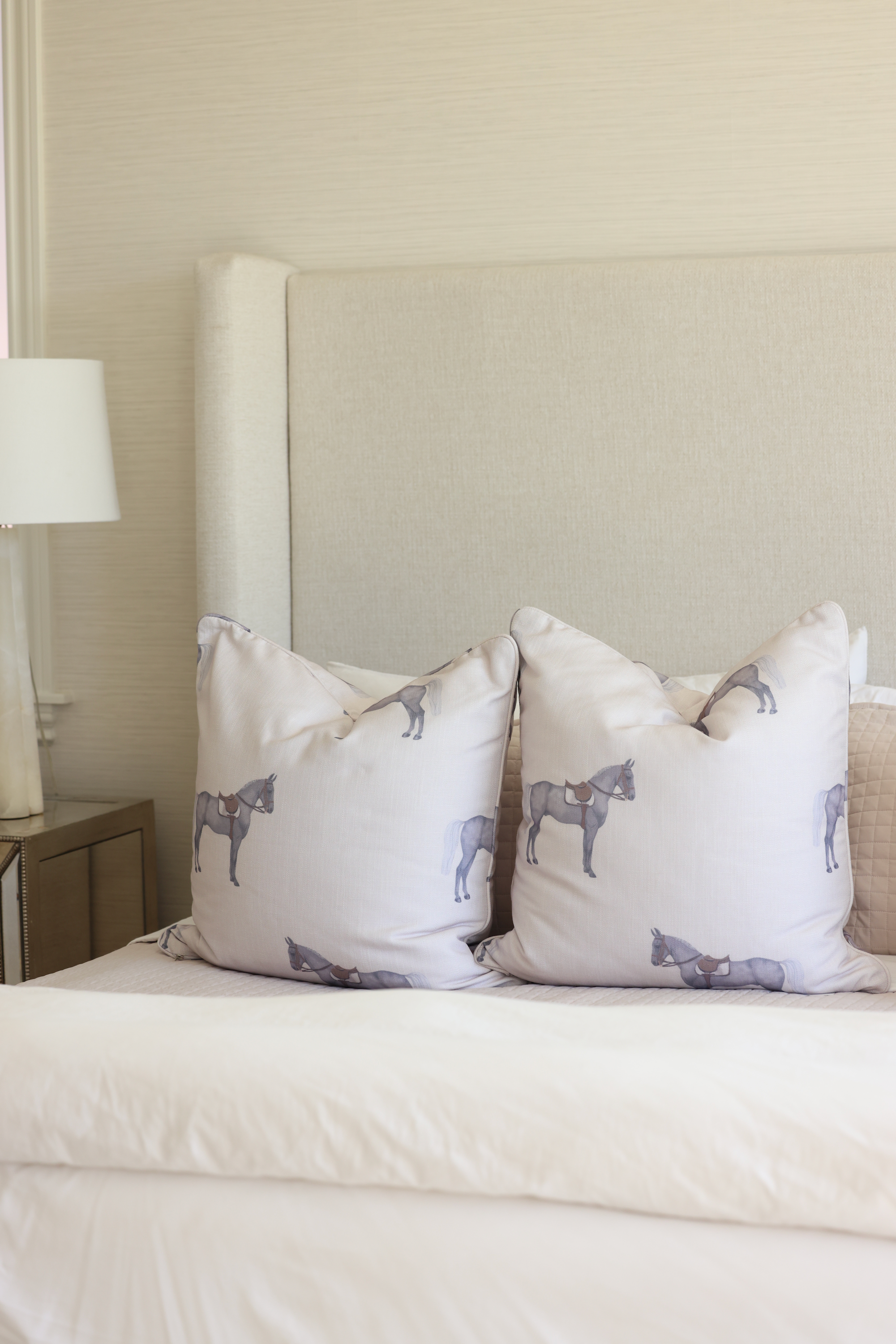 adamsbro stylish equestrian petit horse linen pillow