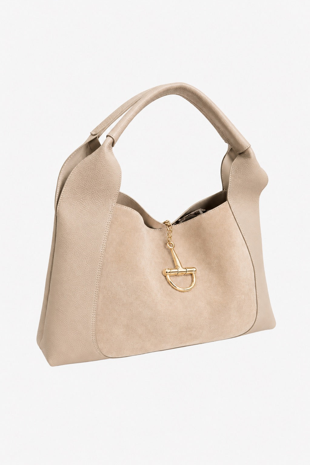 Sloane Large Suede Leather Saddle Bag - Fawn