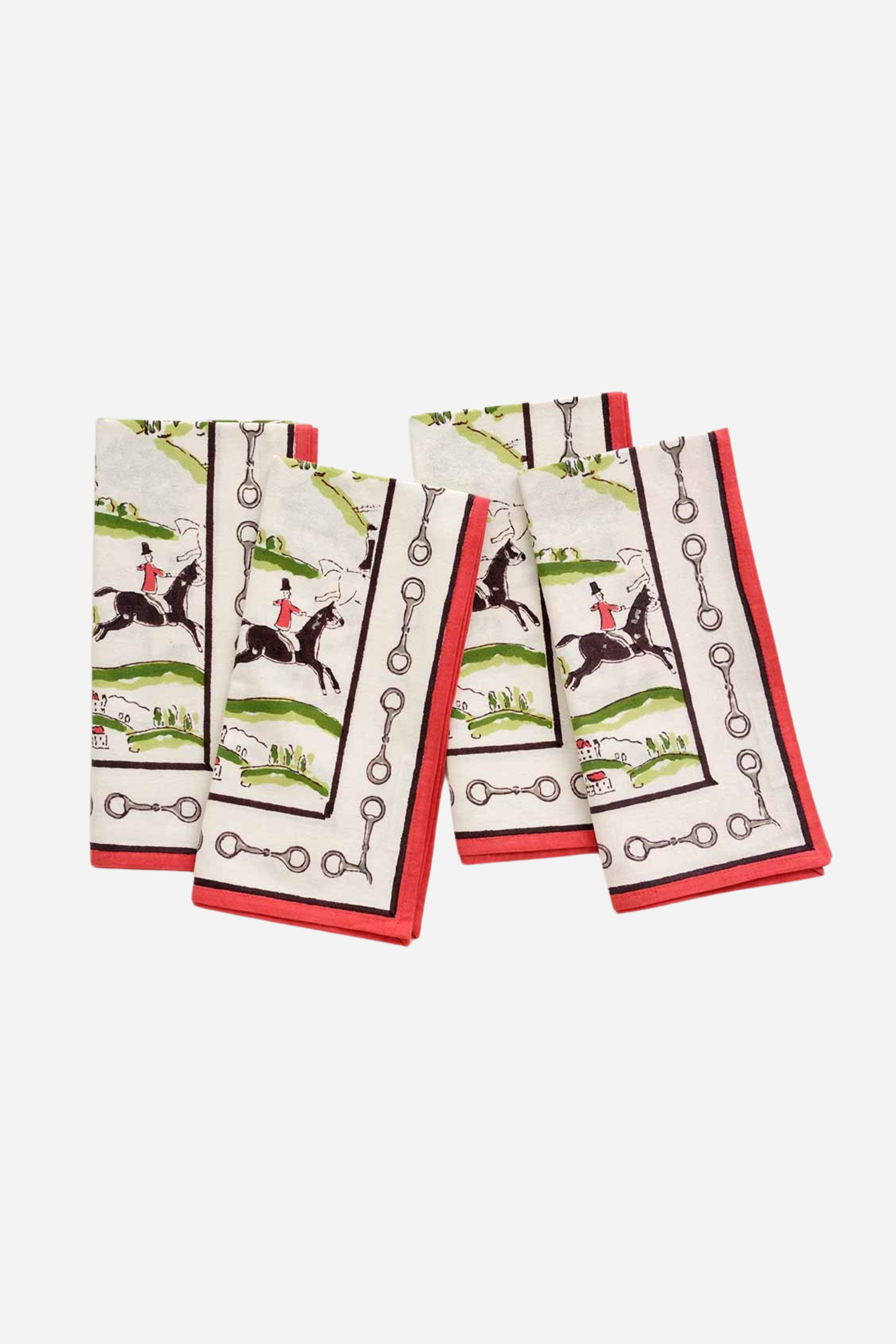 pomegranate stylish equestrian the hunt scene napkin set