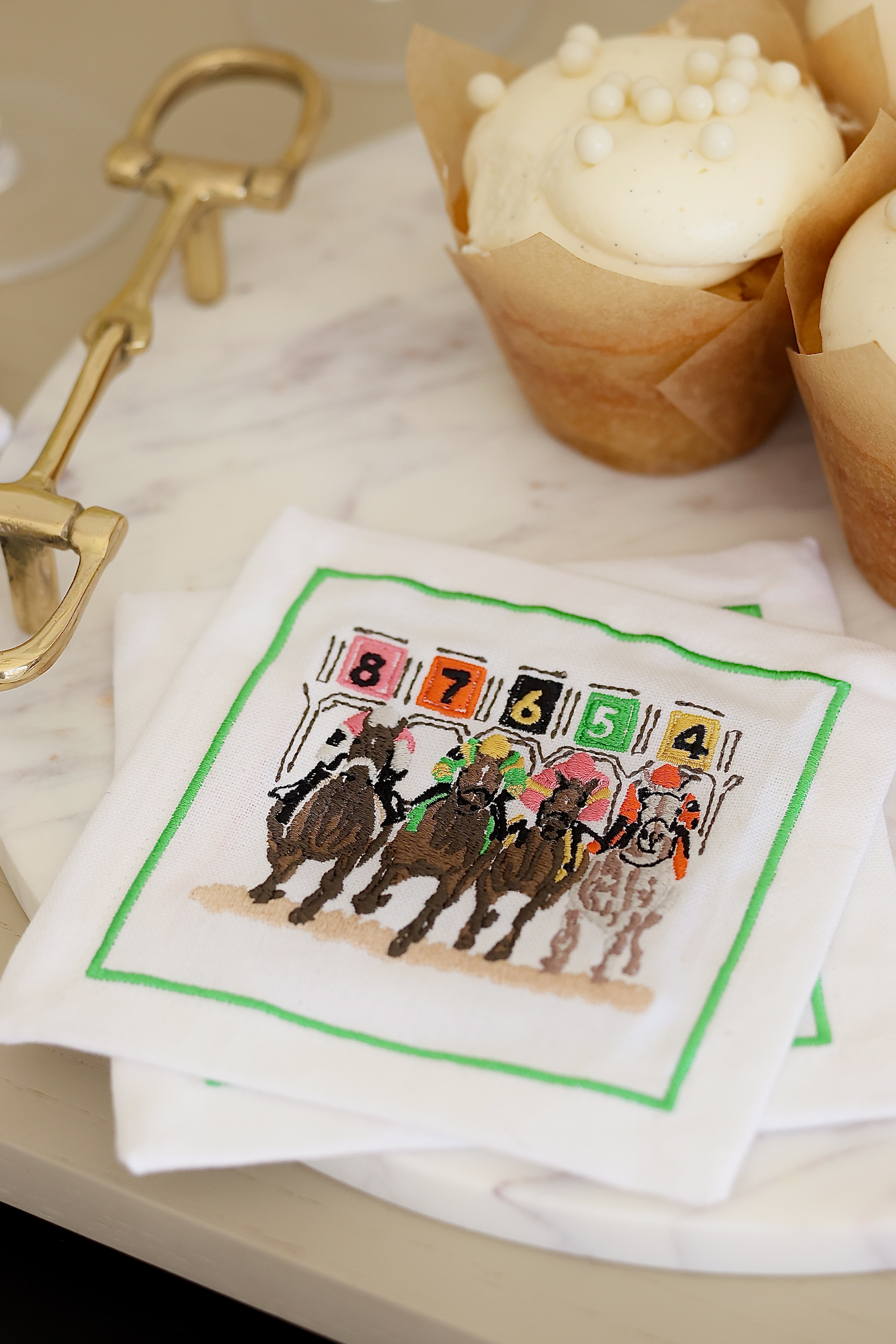 pomegranate stylish equestrian to the races jockey cocktail napkin set