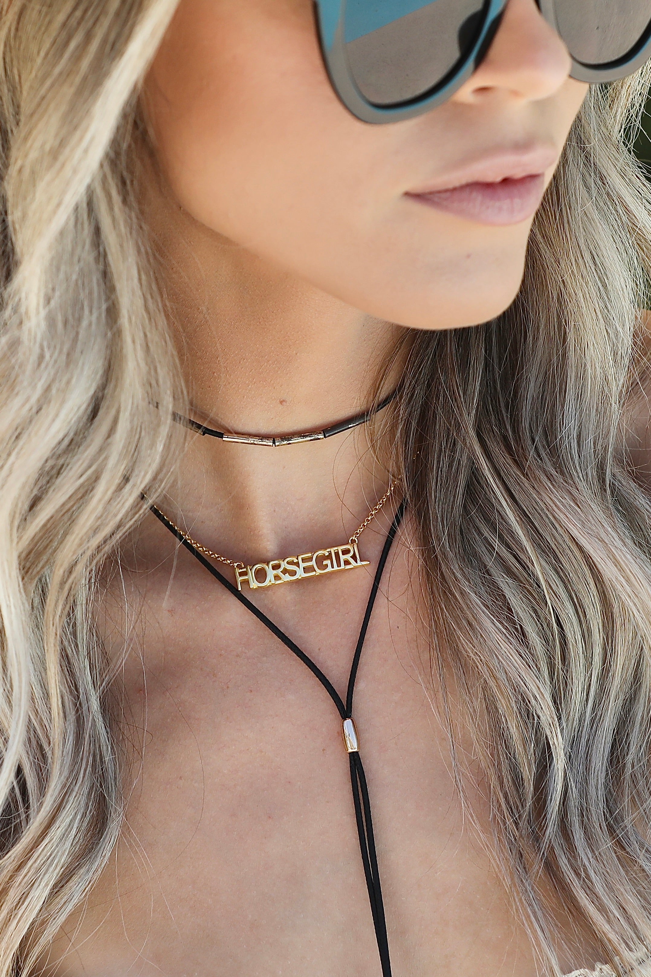 urban equestrian stylish equestrian horse girl pendant necklace gold