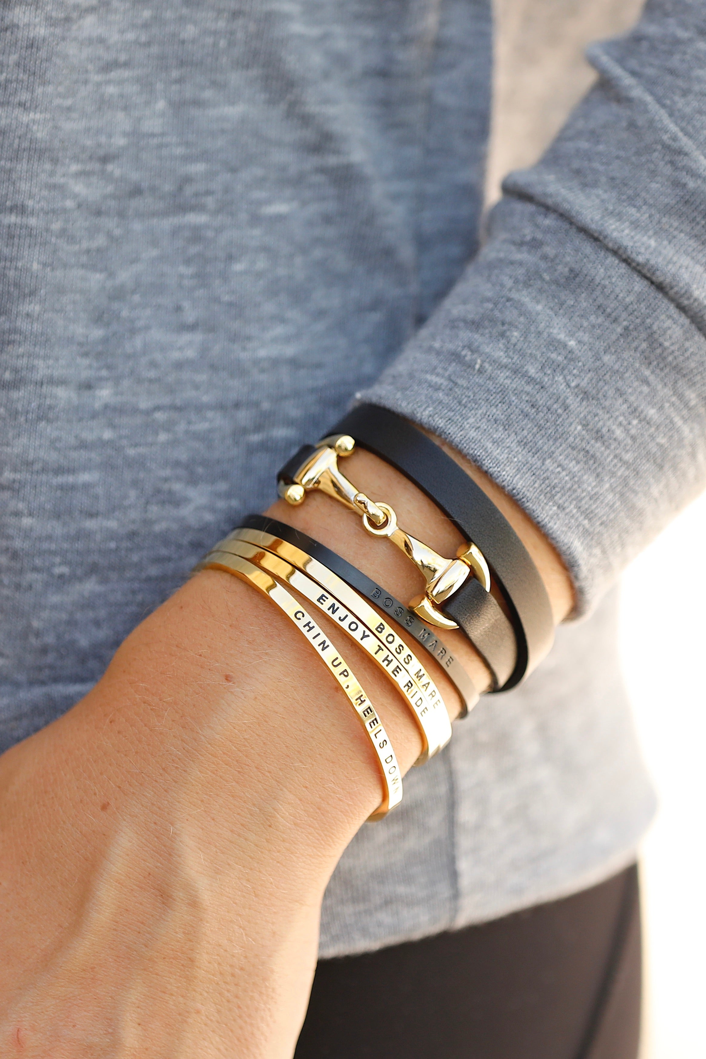 dimacci stylish equestrian ingrid single wrap leather horse bit bracelet Ingrid Bit Wrap Bracelet by Stylish Equestrian x Dimacci, handmade in Germany from soft genuine leather with a polished stainless steel snaffle bit closure and adjustable buckle. Elegant equestrian accessory designed for smaller wrists.