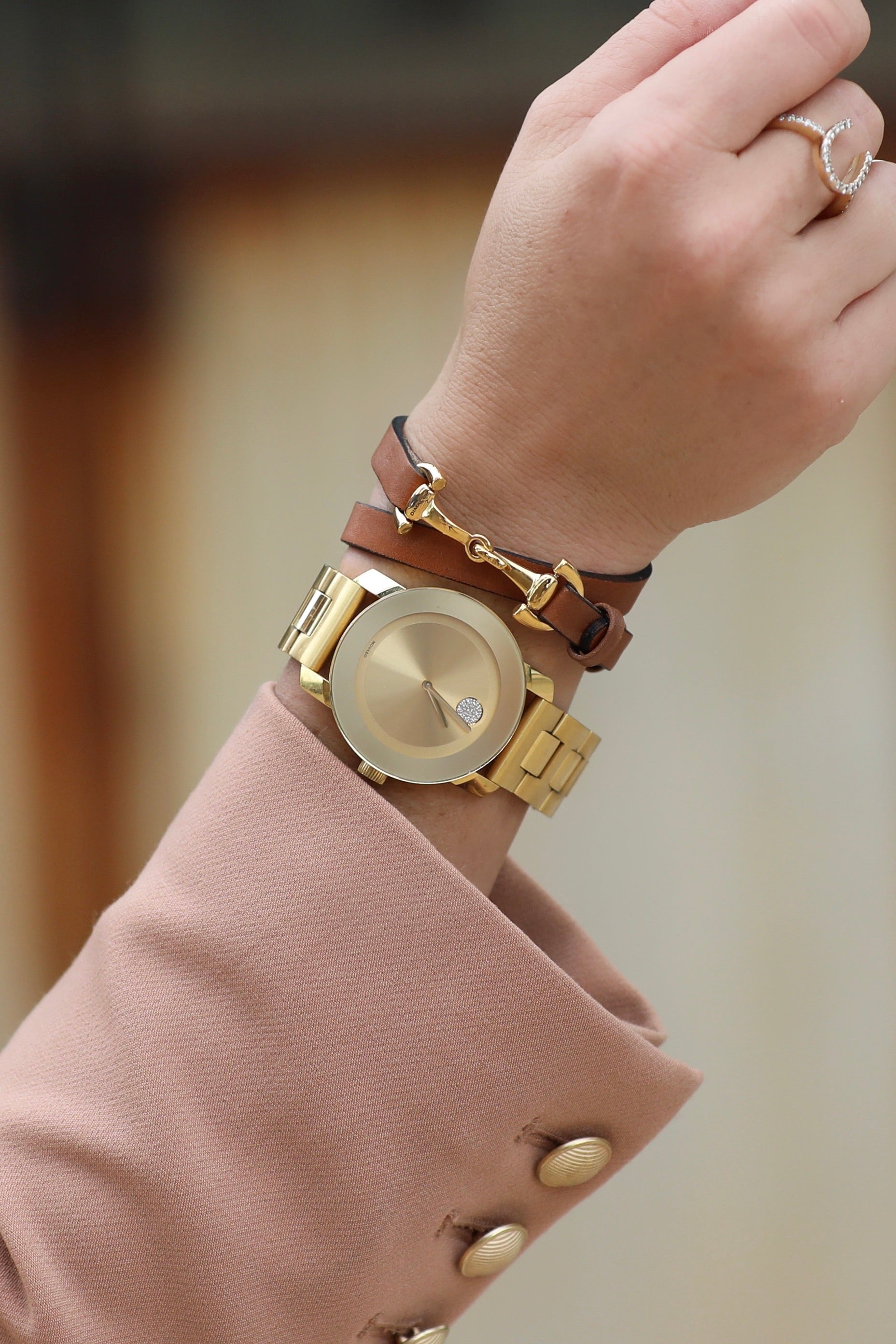 dimacci stylish equestrian ingrid single wrap leather horse bit bracelet Cognac Ingrid Bit Wrap Bracelet from Stylish Equestrian x Dimacci, handmade in Germany from soft genuine leather with polished stainless steel snaffle bit hardware and adjustable buckle. Elegant, petite equestrian bracelet offering timeless sophistication for horse lovers.