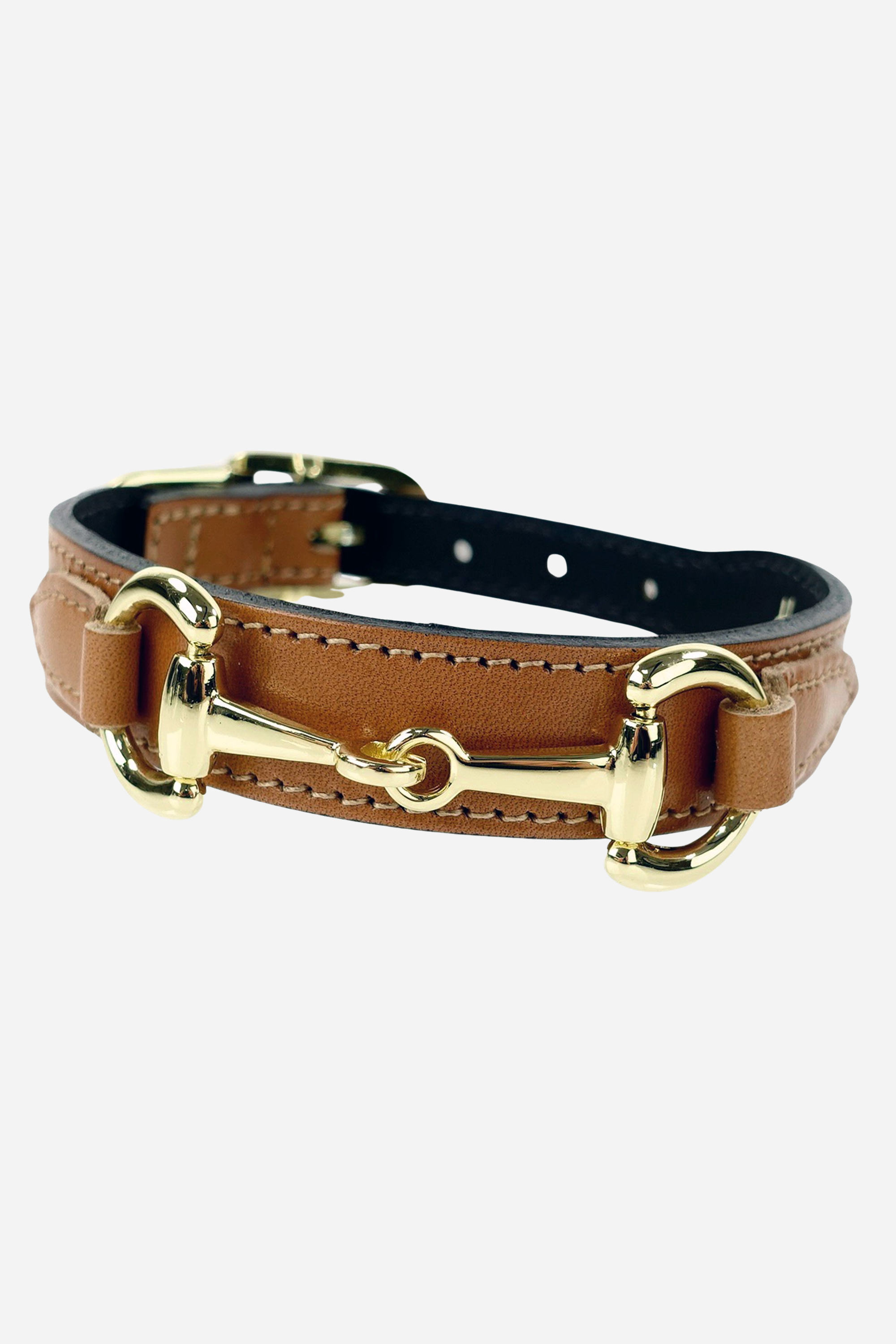Stylish Equestrian Belmont Dog Collar 100% Italian Leather