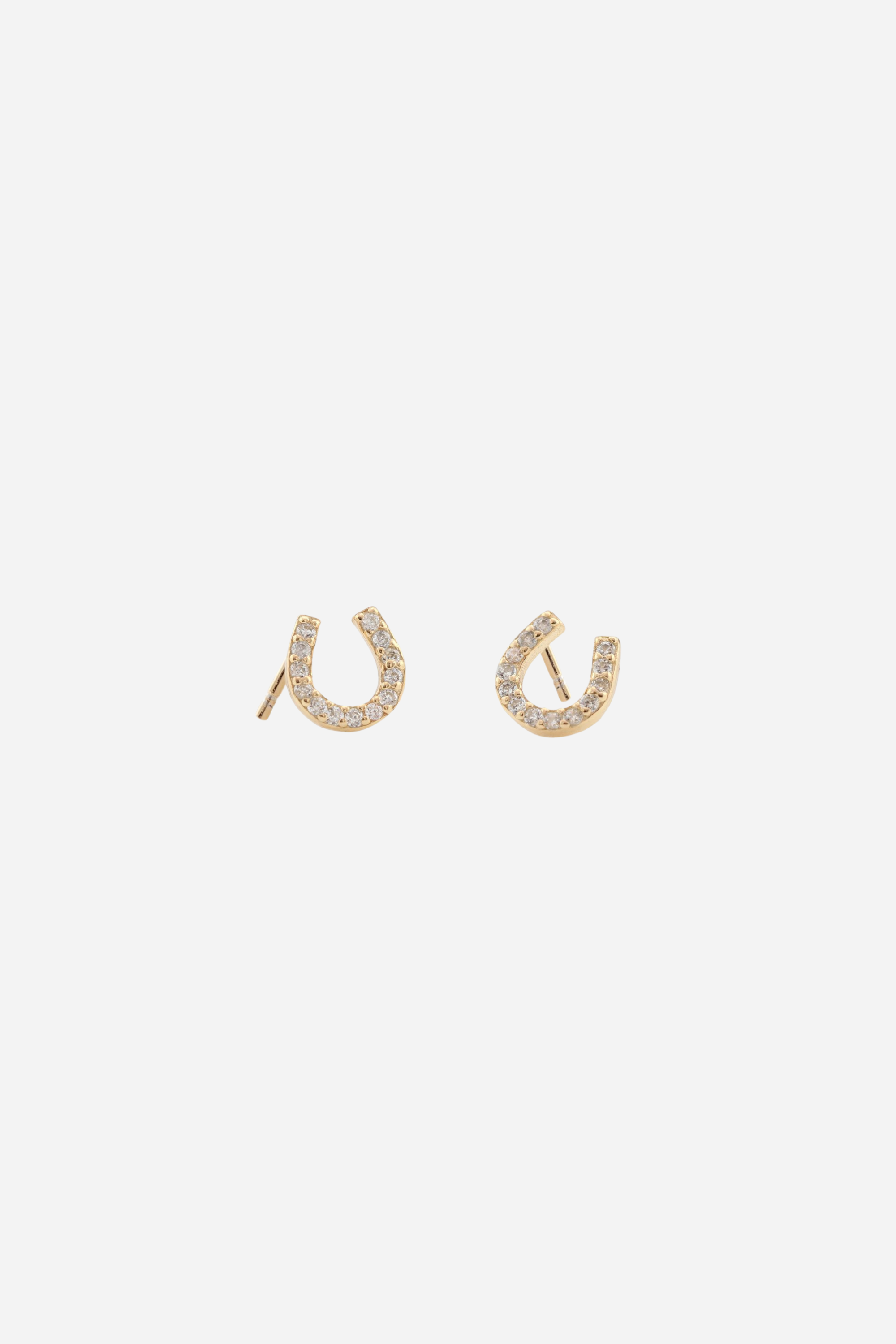 kris nations stylish equestrian horseshoe pave stud earrings