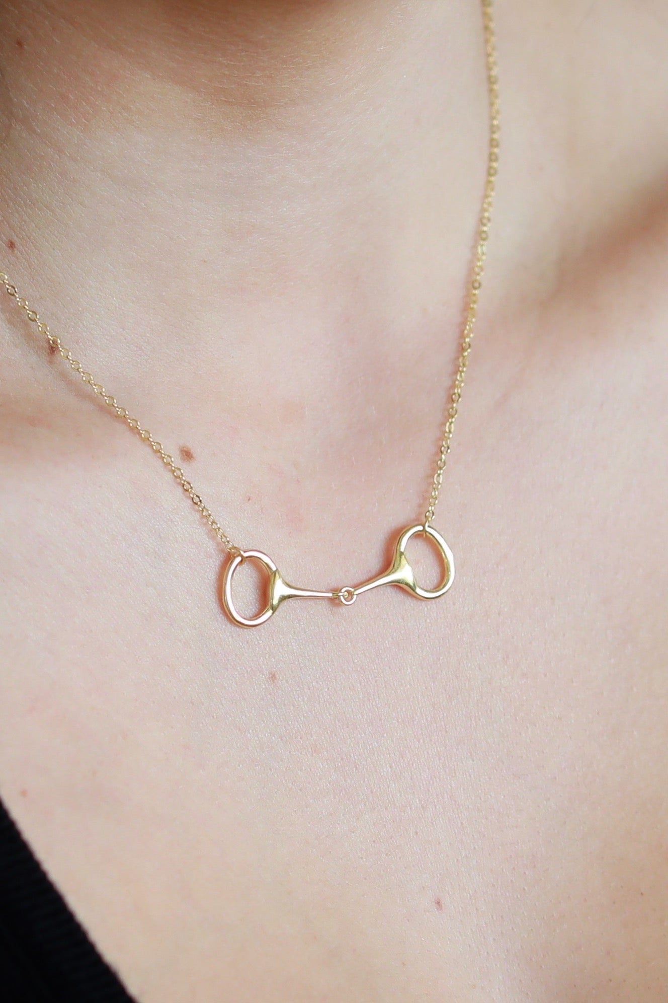 stylish equestrian dainty horse bit necklace