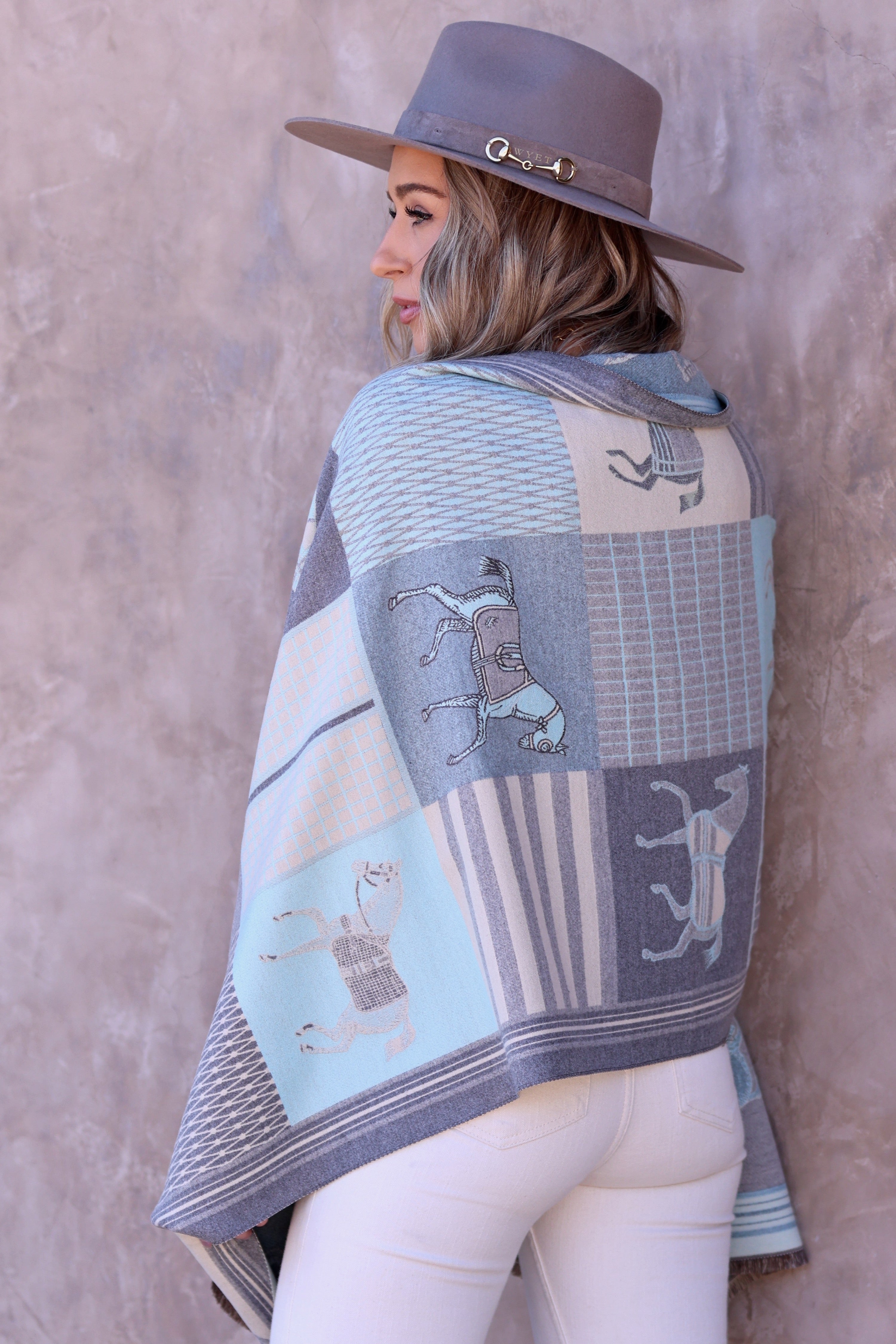 stylish equestrian stella horse pashmina scarf frost