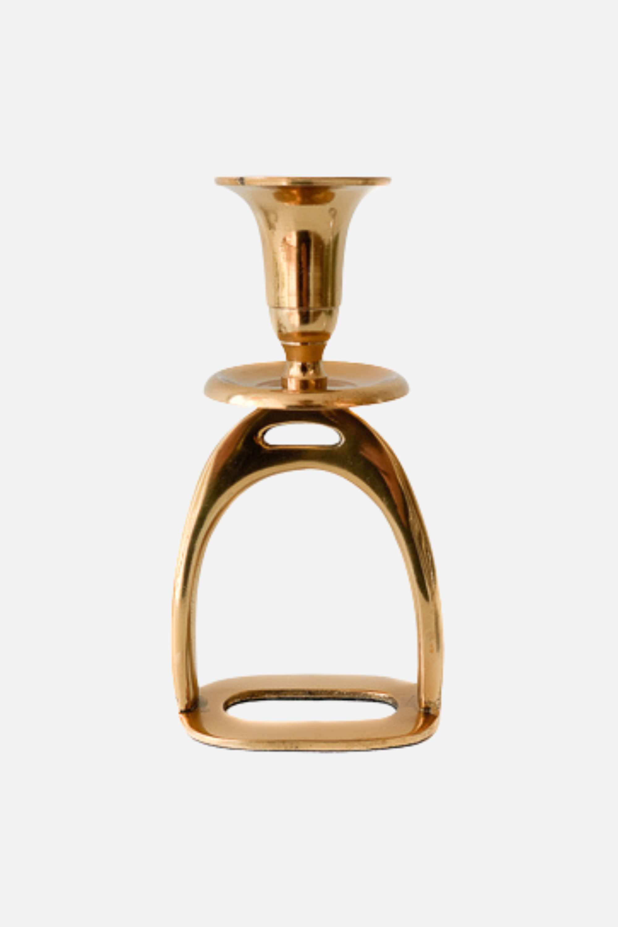 thg stylish equestrian brass stirrup candle stick holder set