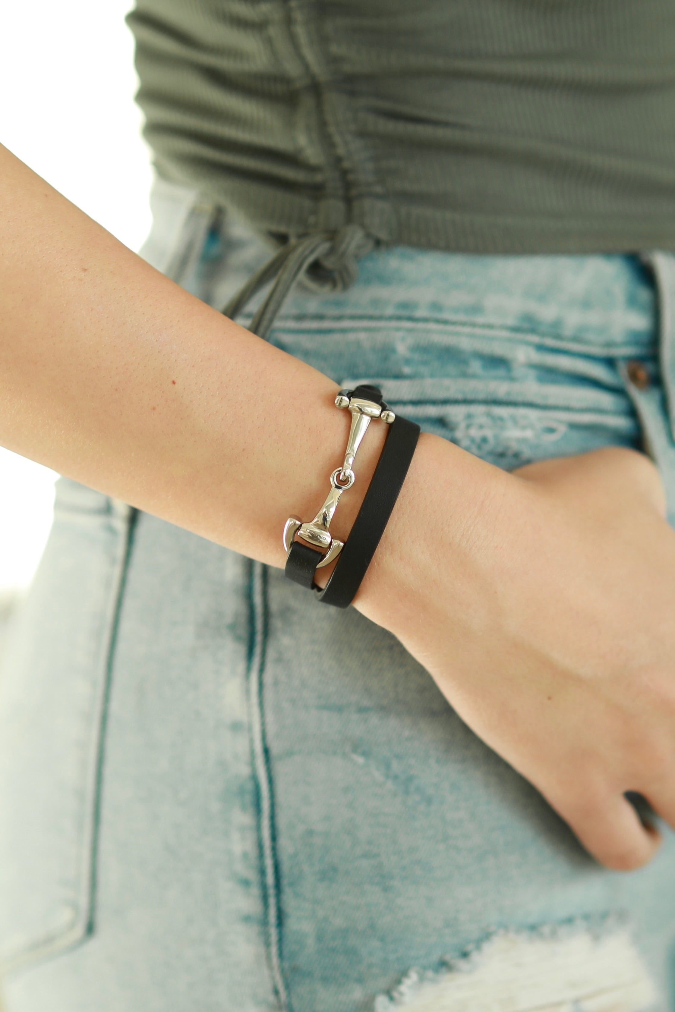 dimacci stylish equestrian ingrid single wrap leather horse bit bracelet
