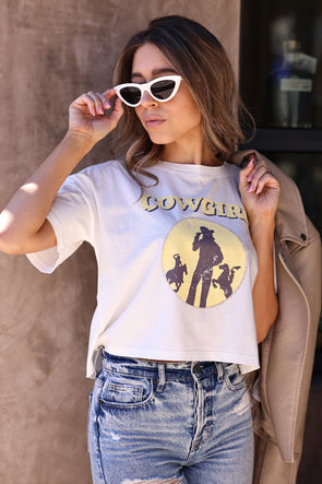 Horse & Cowgirl Cropped Graphic Tee