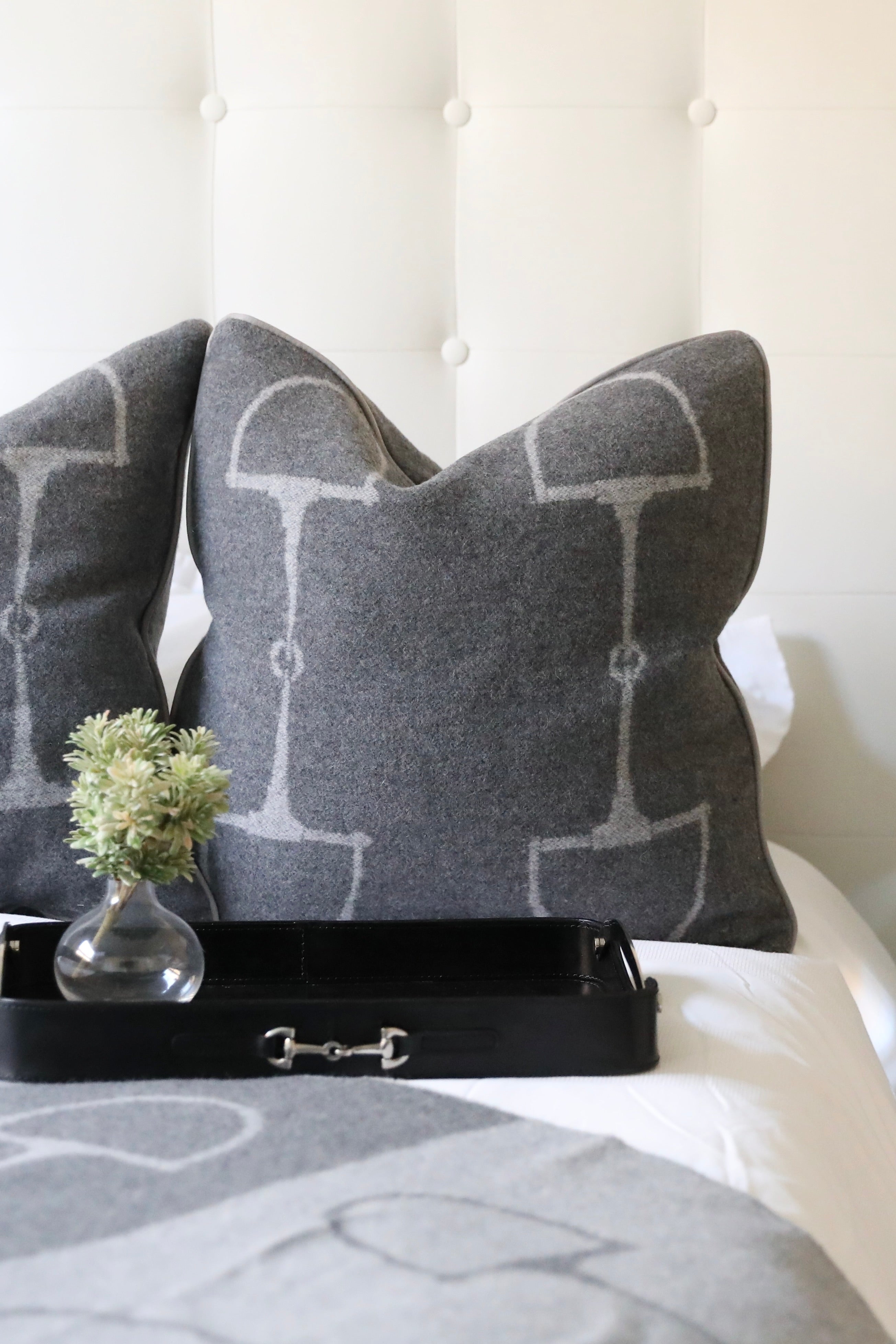 Equine Cashmere Pillow - Dark Grey