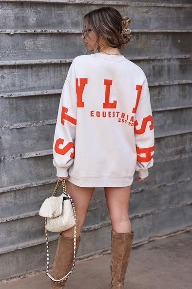 as colour stylish equestrian stylish EQ oversized sweatshirt white