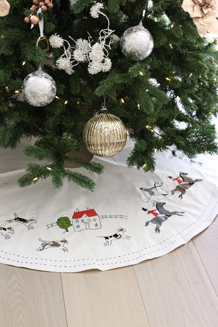 pomegranate stylish equestrian the hunt scene cotton christmas tree skirt