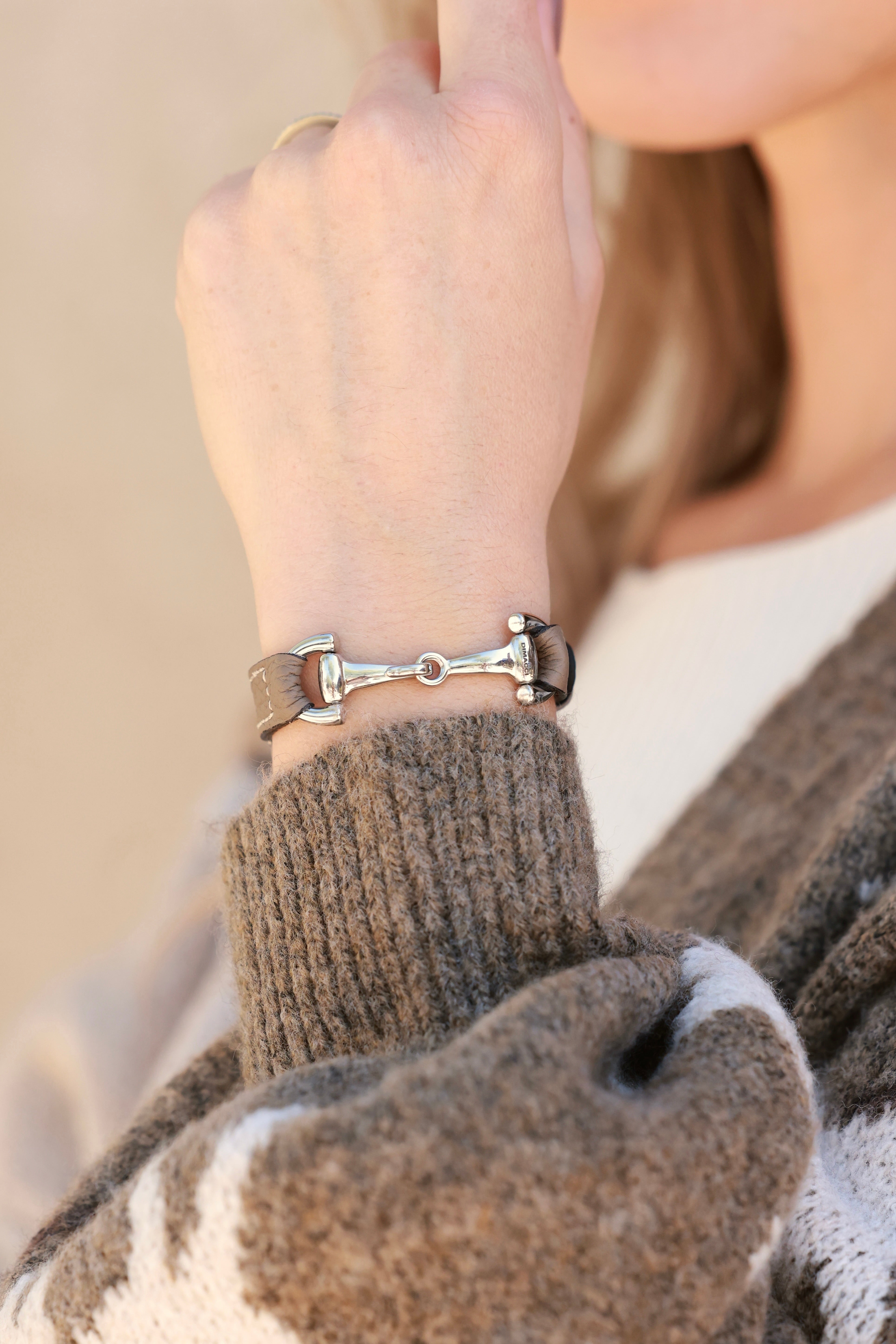 dimacci stylish equestrian alba single wrap leather horse bit bracelet