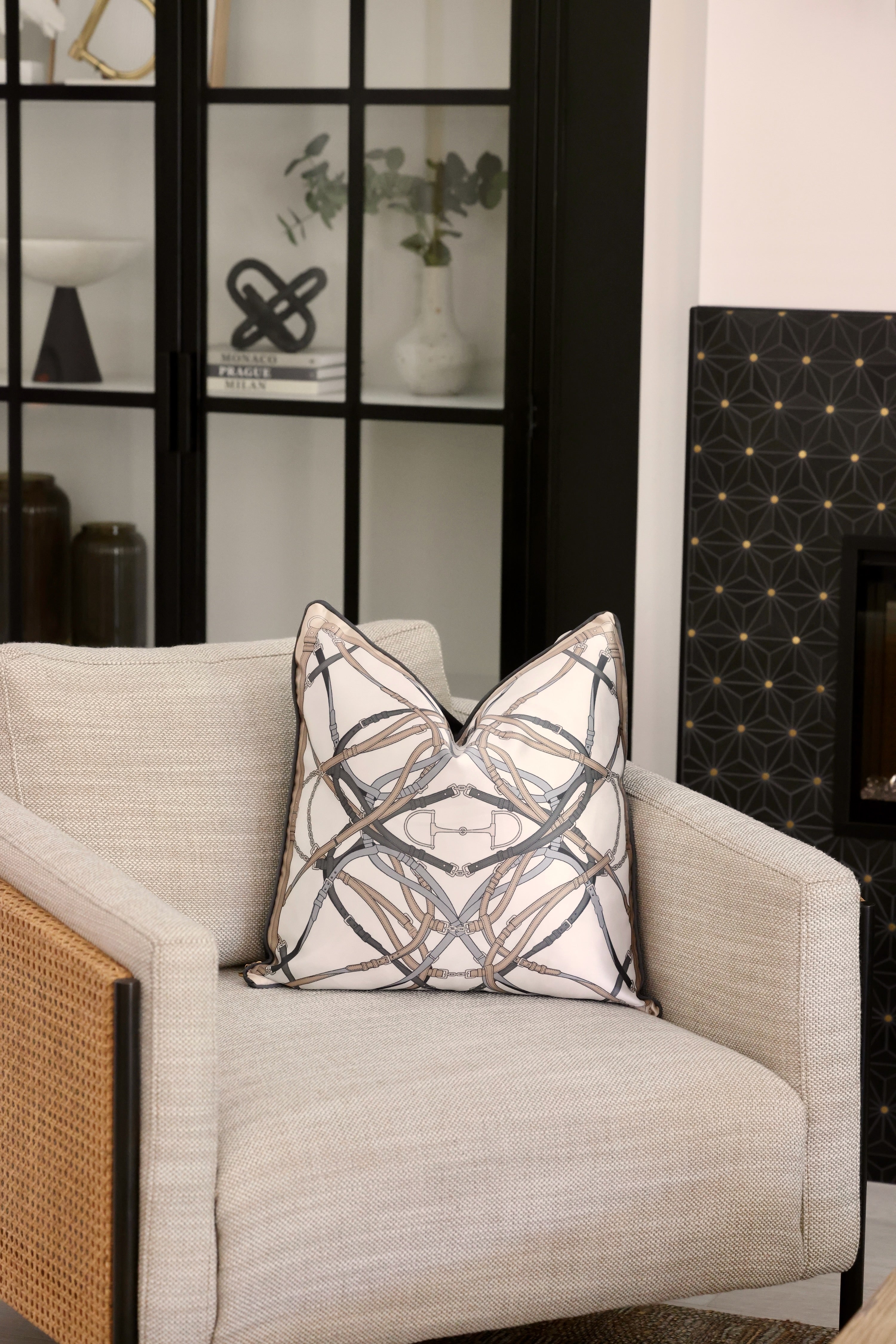 adamsbro stylish equestrian ames d-ring silk throw pillow