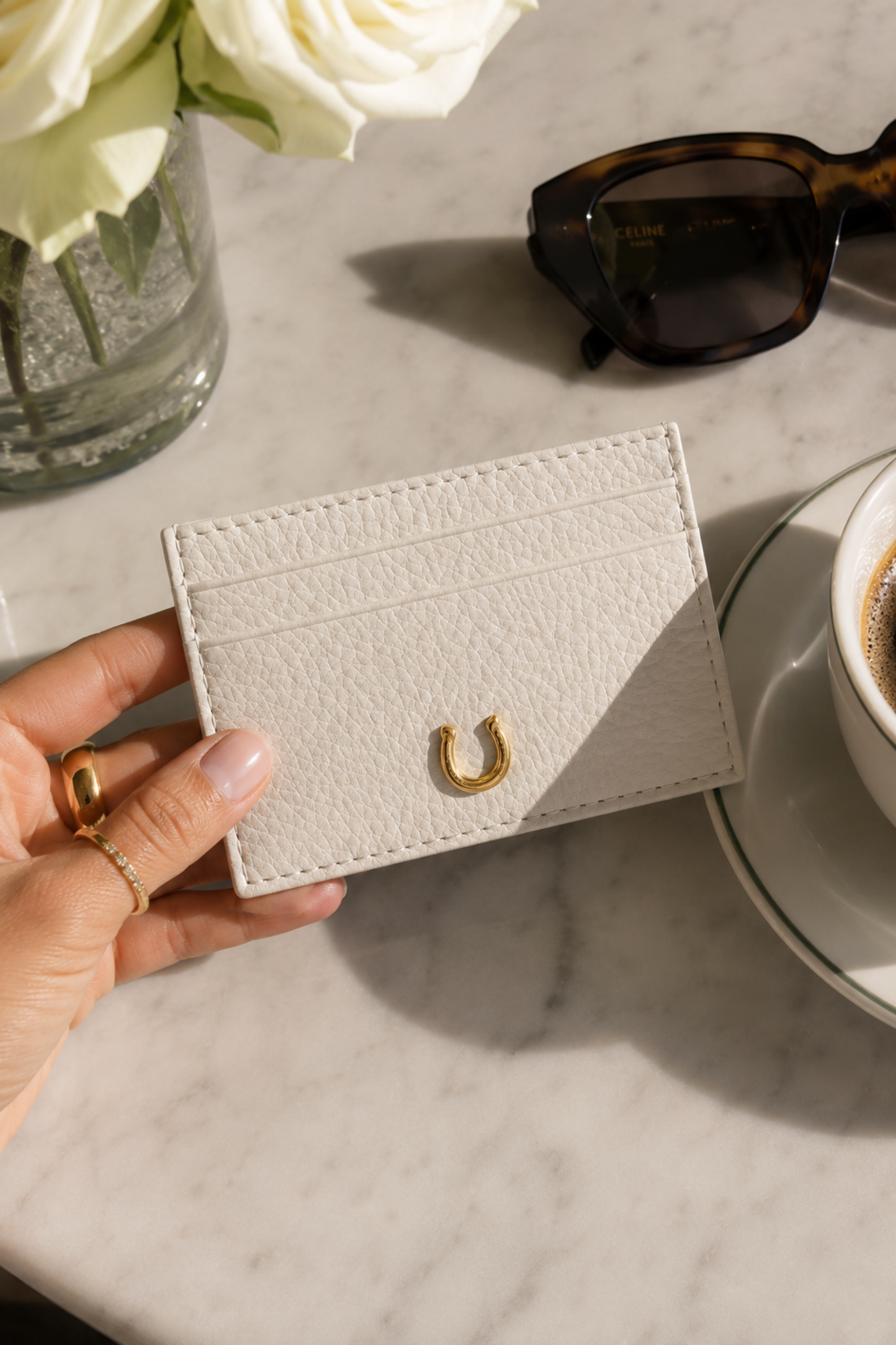 Aria Leather Card Holder - White