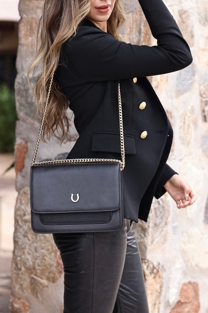 esquivas stylish equestrian aria leather saddle bag