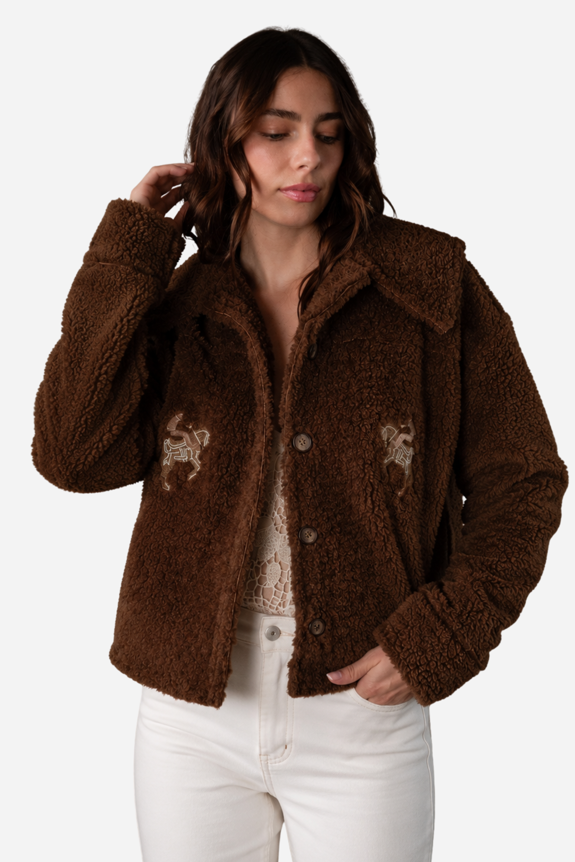 Belle Embroidered Teddy Coat