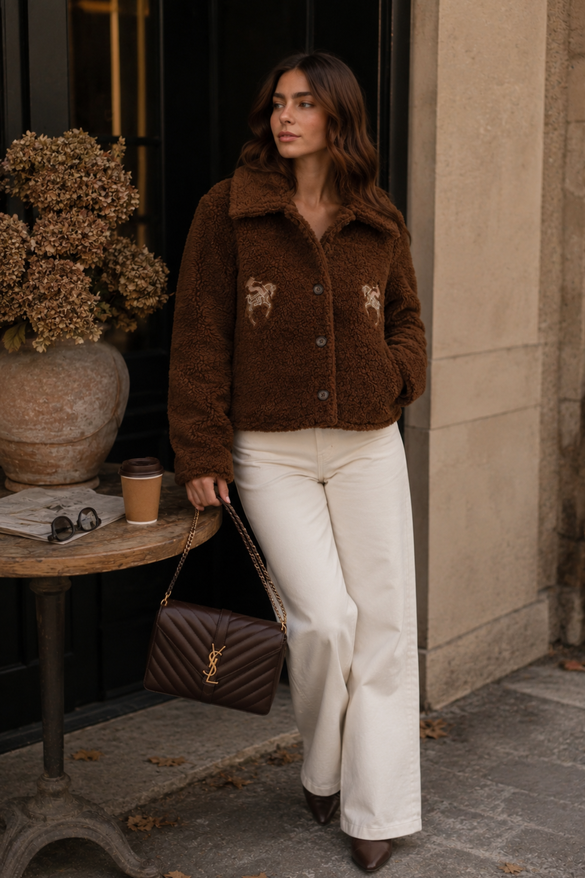 Belle Embroidered Teddy Coat