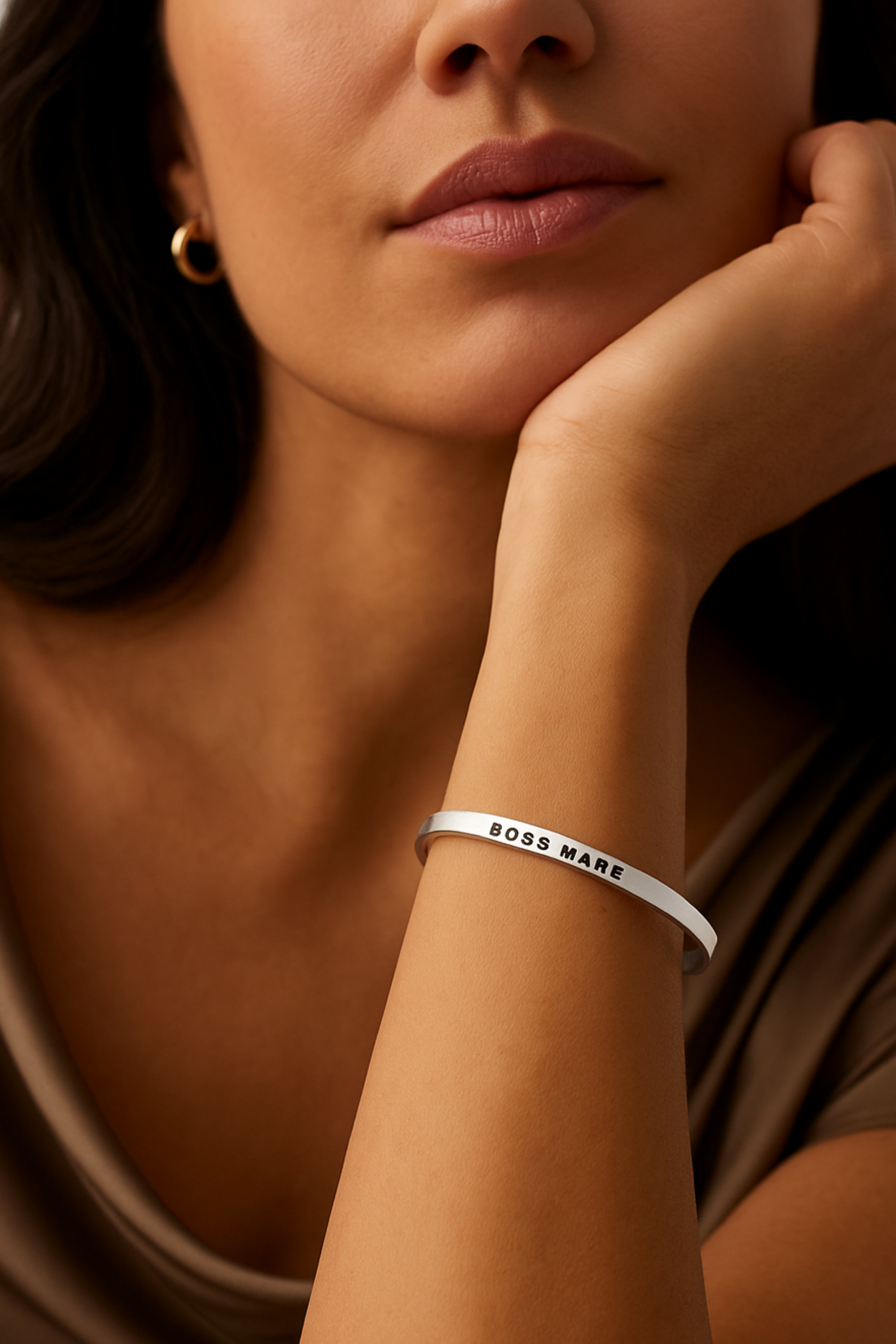 Boss Mare Bangle available in gold and silver stainless steel. 18k gold-dipped, adjustable, tarnish-resistant bracelet for equestrian enthusiasts. Empowering jewelry for confident women — Buy 2, Get 1 Free.