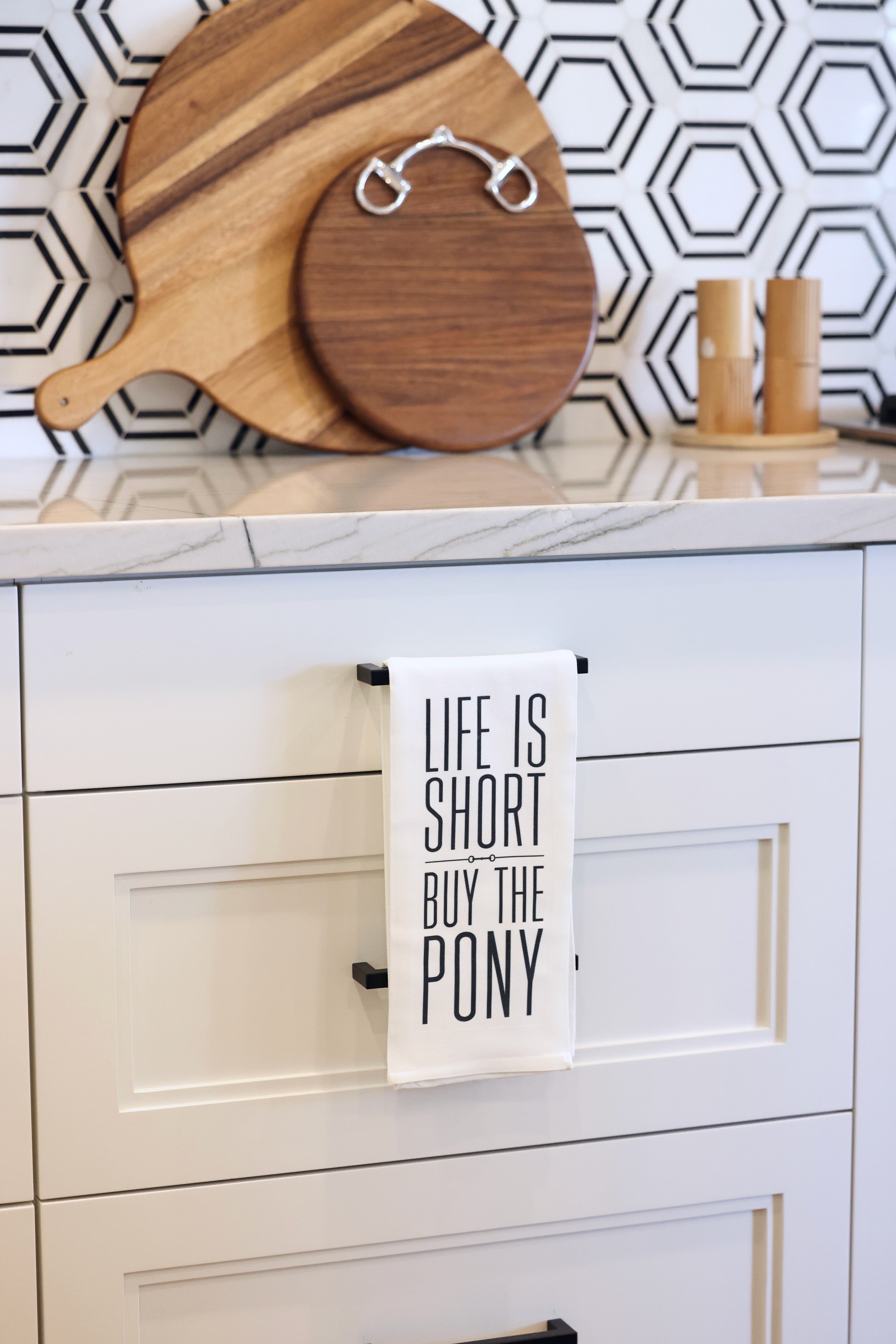 toss designs stylish equestrian life is short buy the pony kitchen hand towel