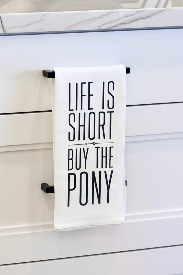 stylish equestrian life is short buy the pony kitchen hand towel