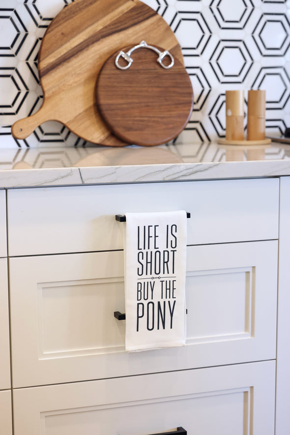 stylish equestrian life is short buy the pony kitchen hand towel