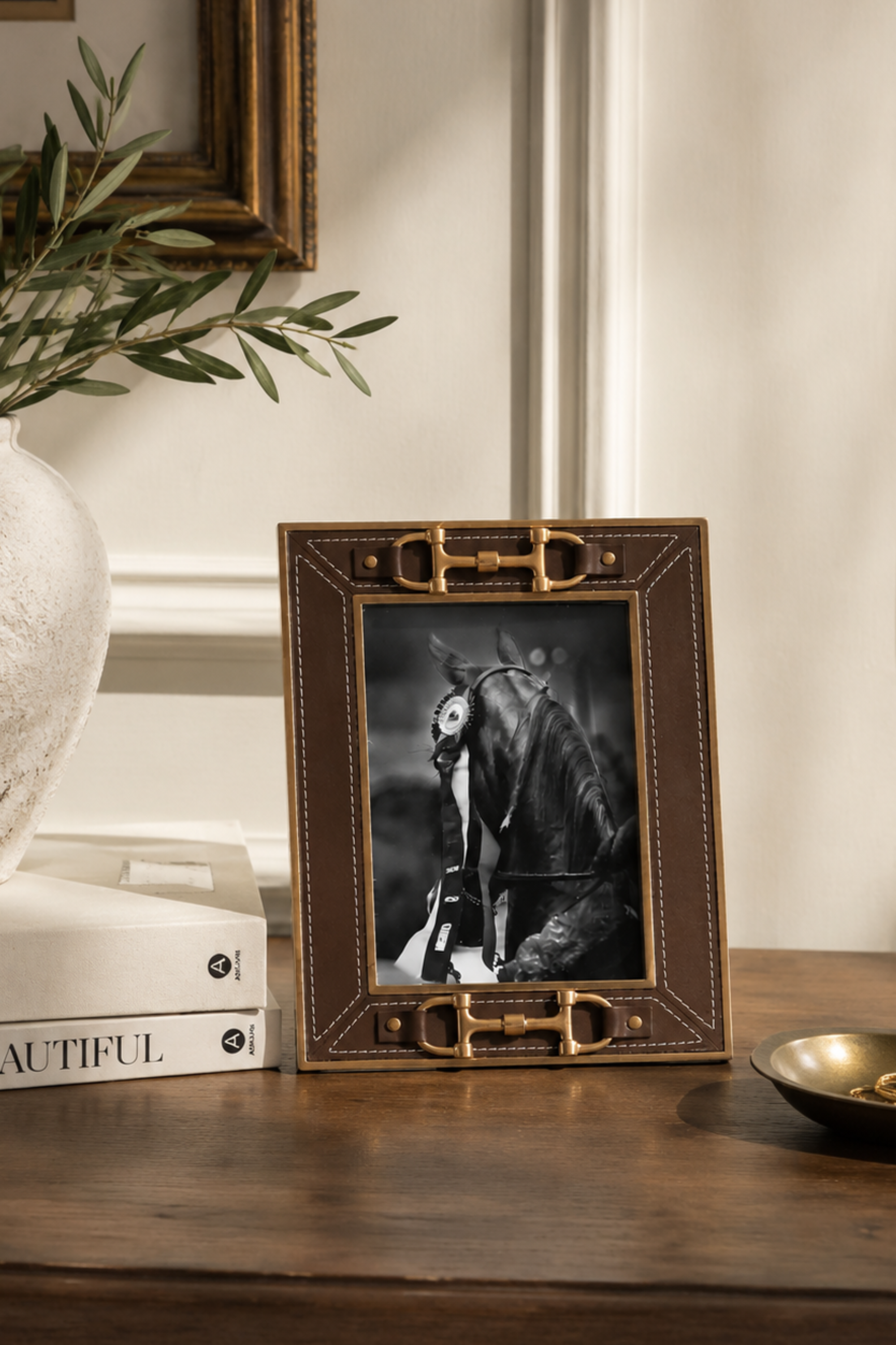 Carter D-Ring Leather Photo Frame - Brown