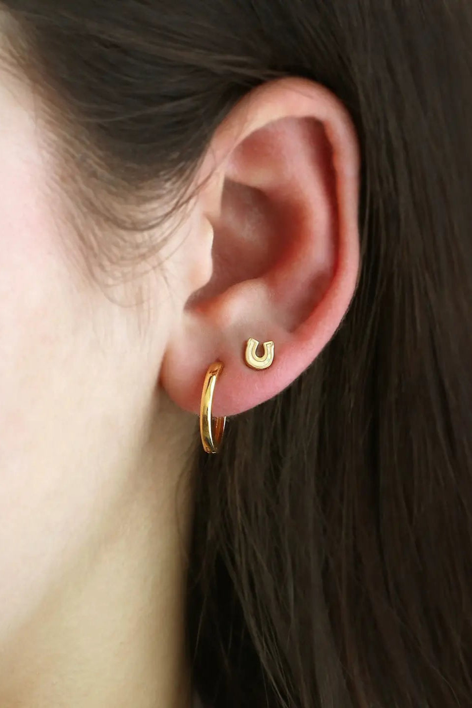 Celestial Opal Horseshoe Stud Earrings, equestrian accessory, dainty horse themed jewelry, horseshoe earrings, small gifts for horse lovers