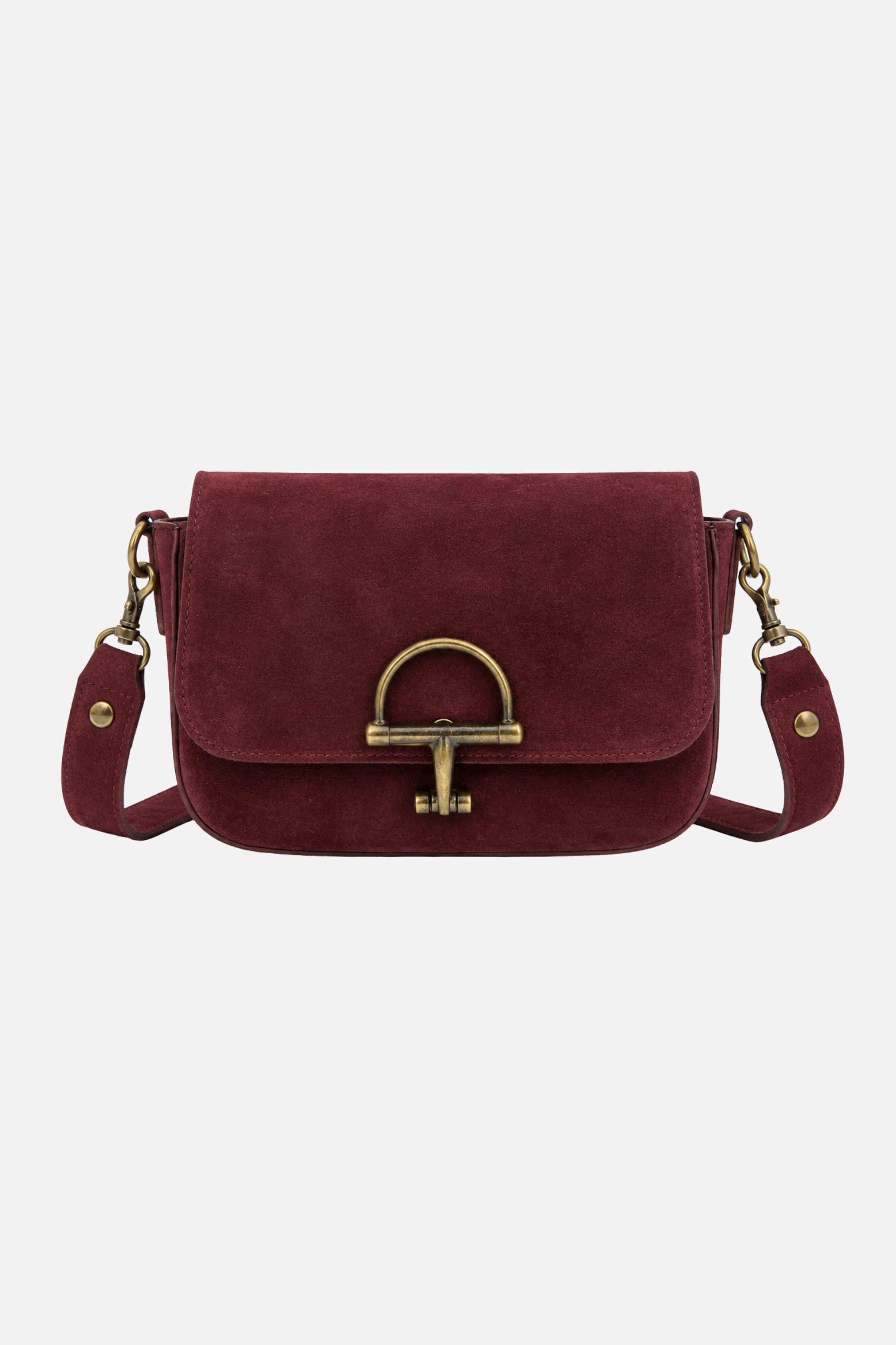 Cleo Bit Suede Crossbody Bag - Fig