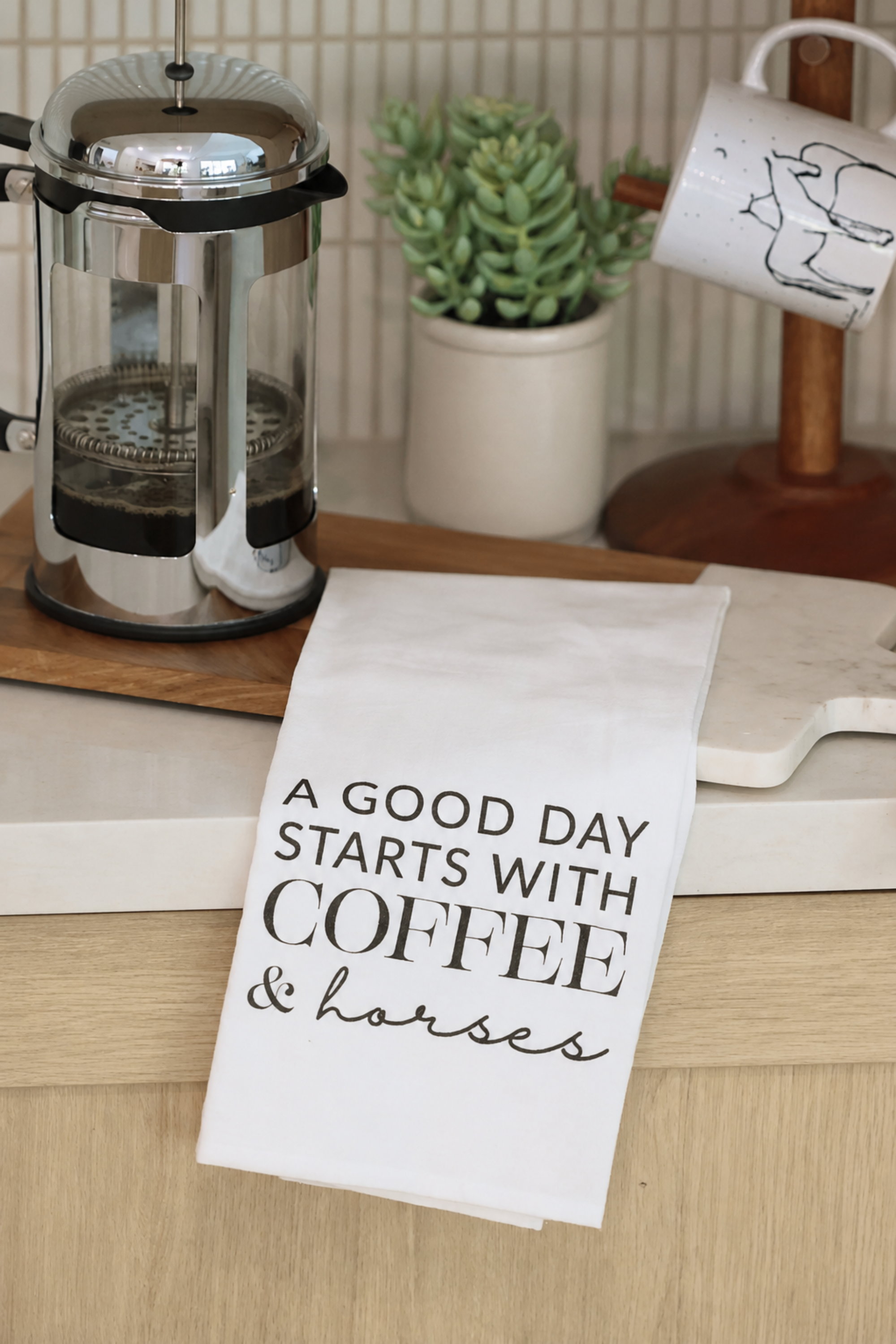 Coffee & Horses Hand Towel
