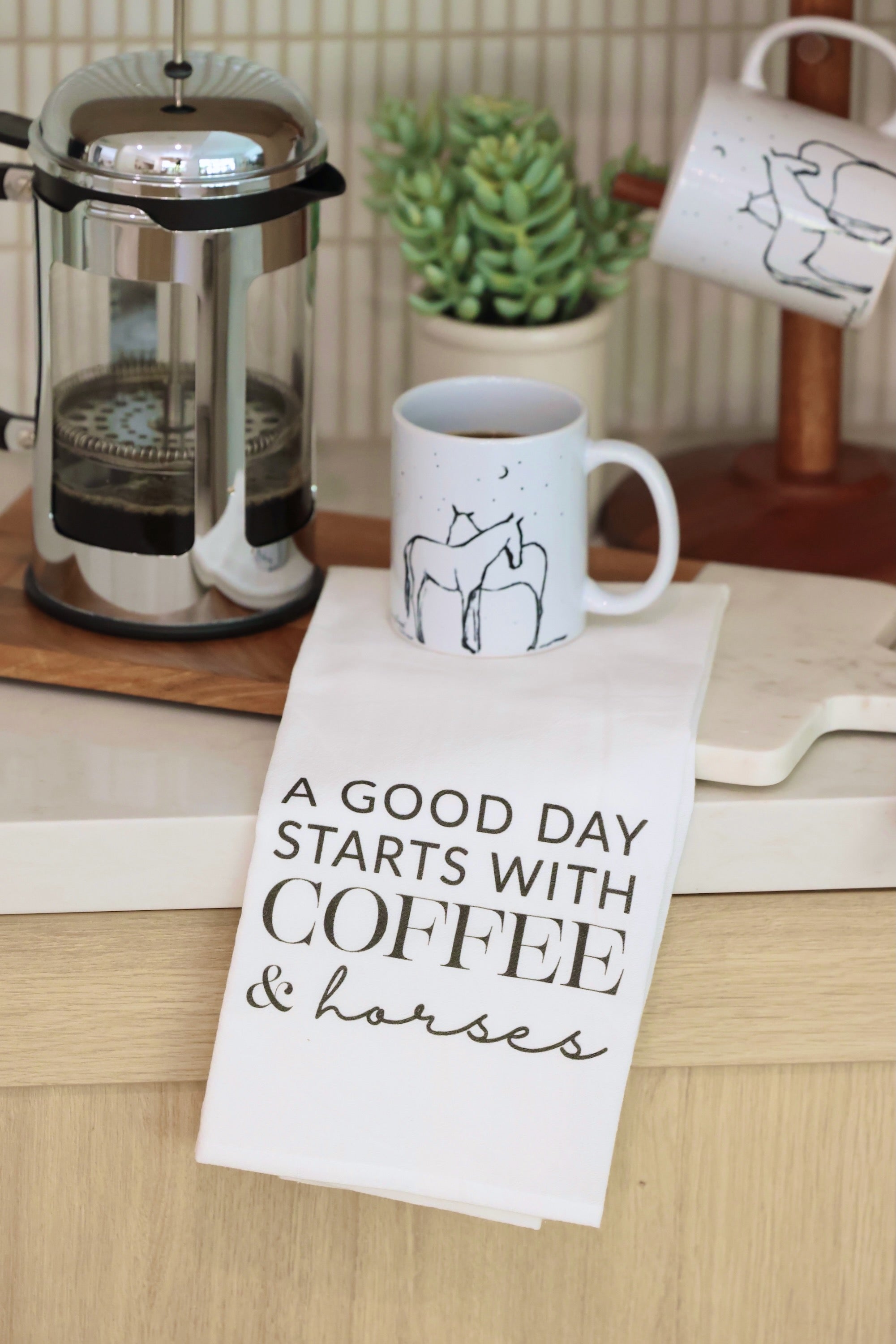 Coffee & Horses Hand Towel