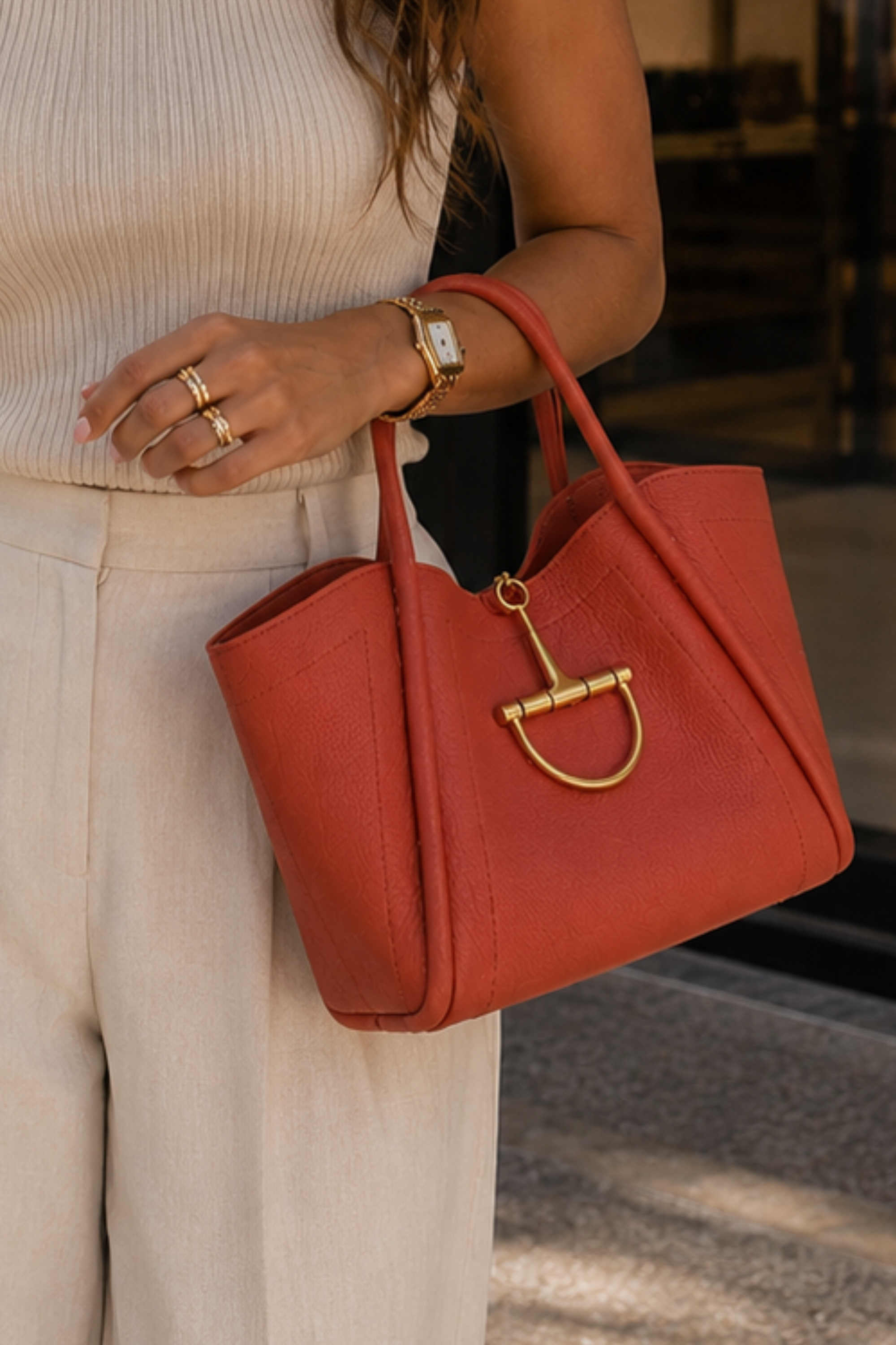 Collette Leather Saddle Bag - Terracotta