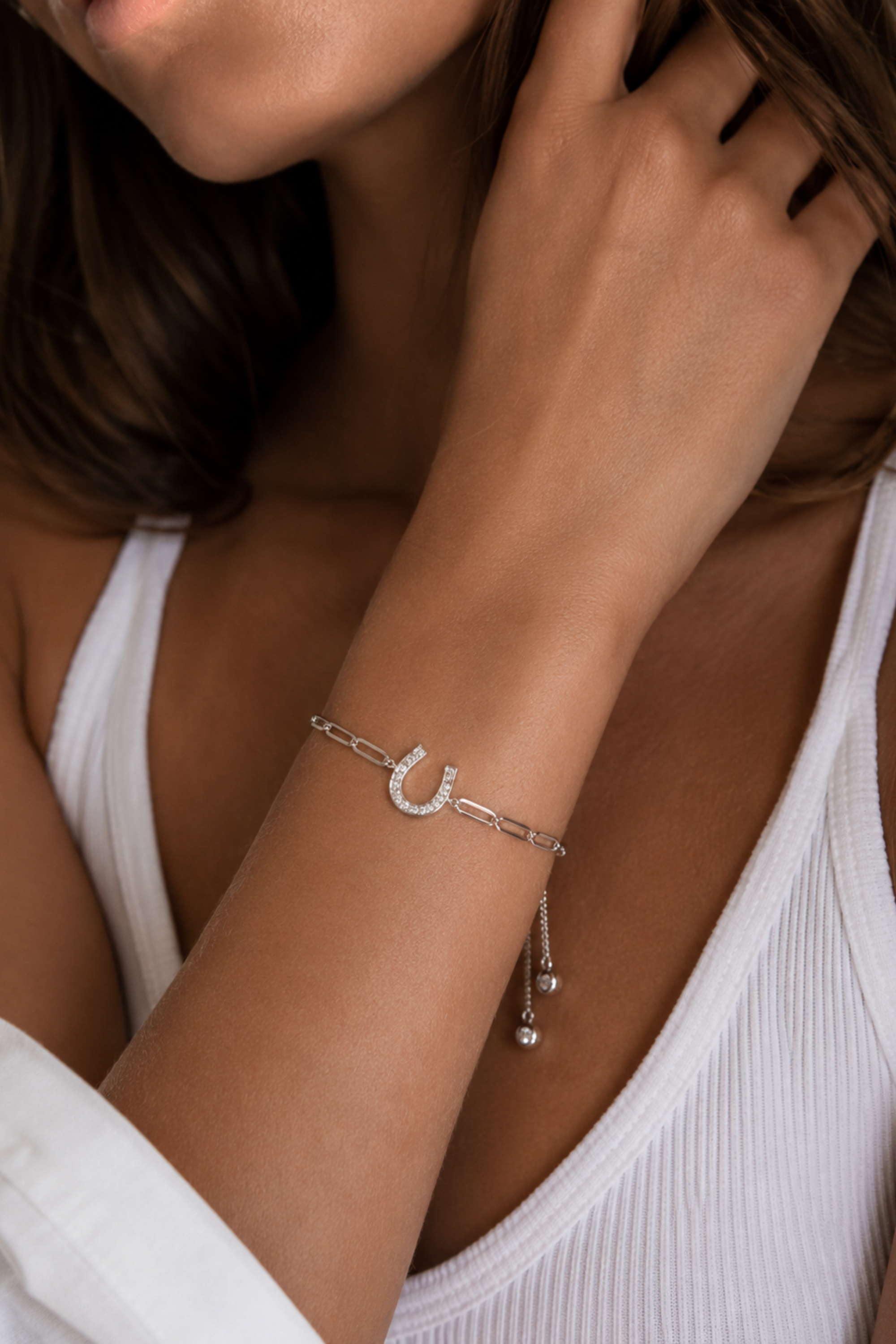 Corrina Horseshoe Pave Bracelet - Silver