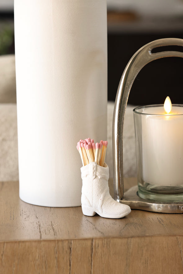 paddywax stylish equestrian cowboy boot match holder white