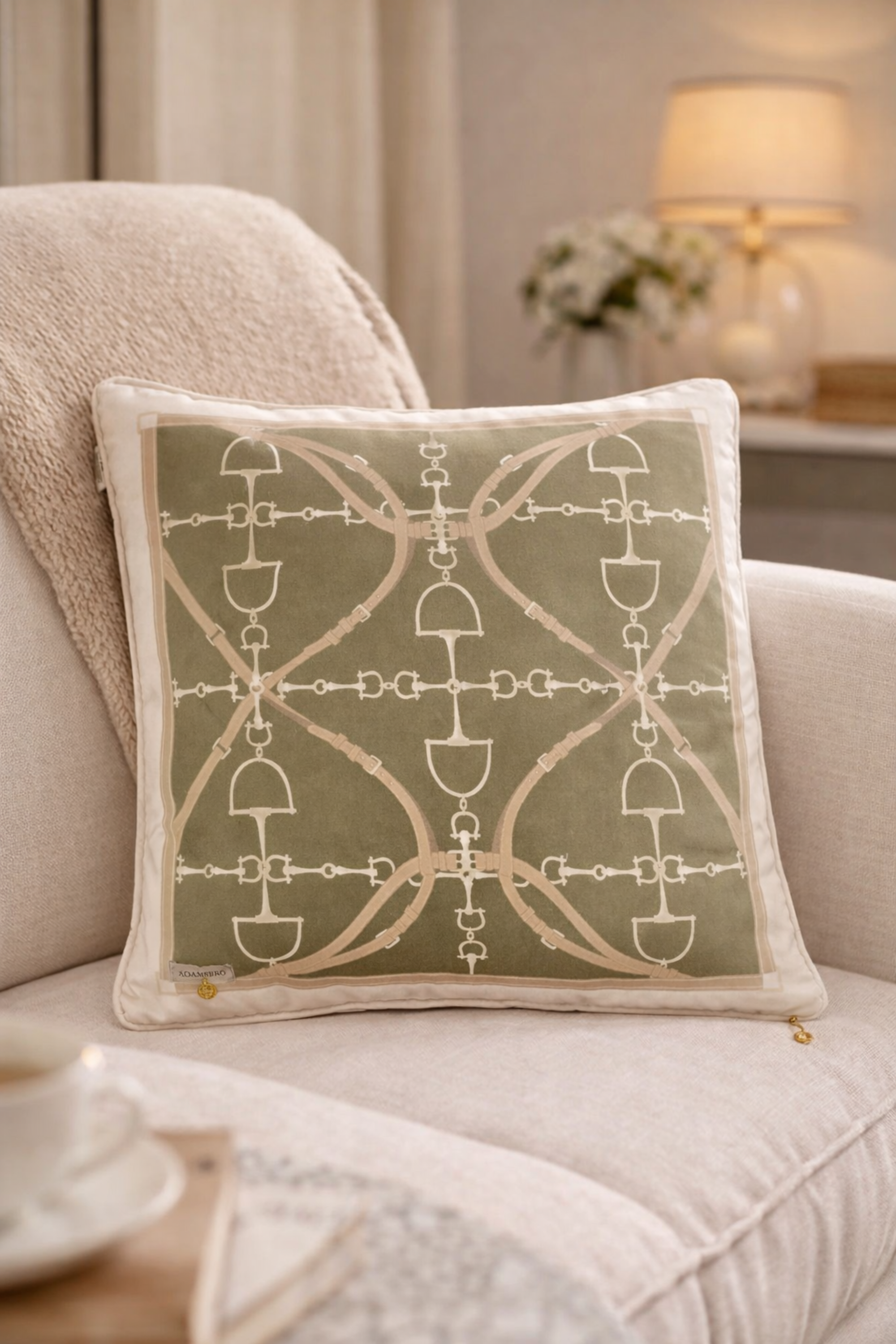 D-Ring Velvet Pillow - Matcha