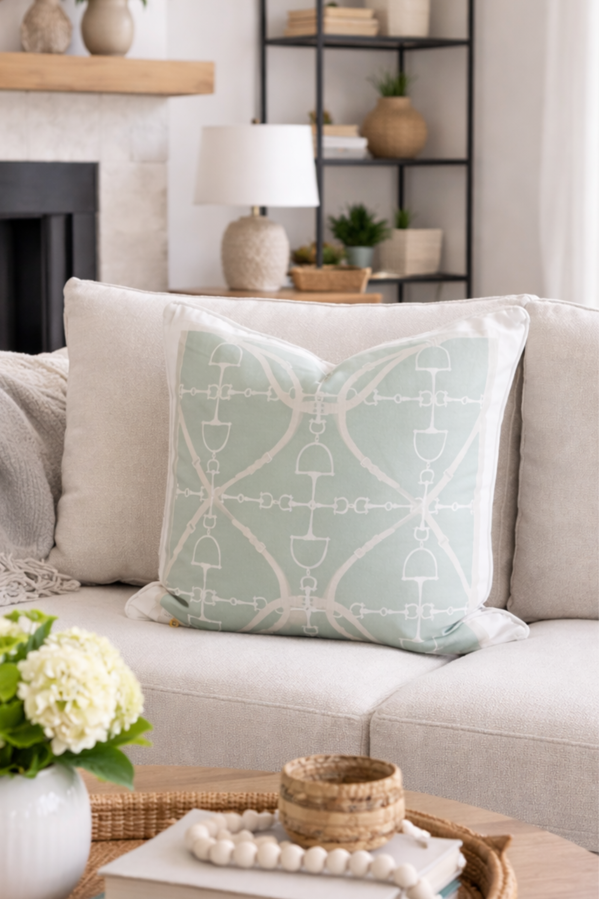 D-Ring Velvet Pillow - Matcha