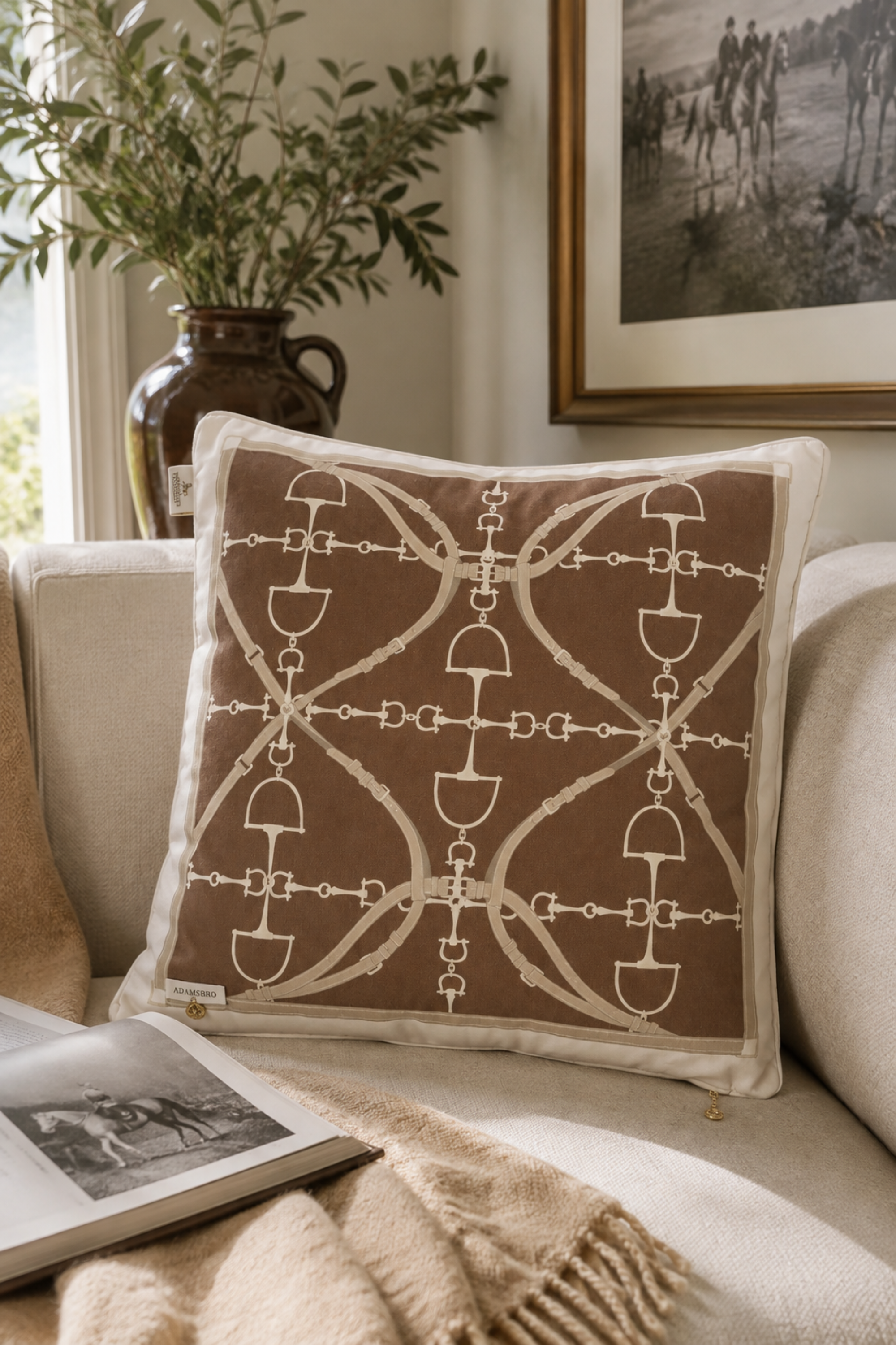 D-Ring Velvet Pillow - Nougat