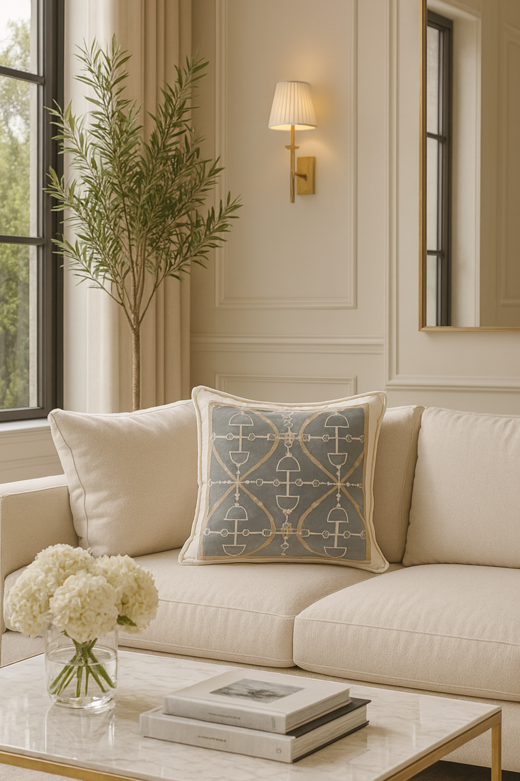 D-Ring Velvet Pillow - Sky Blue