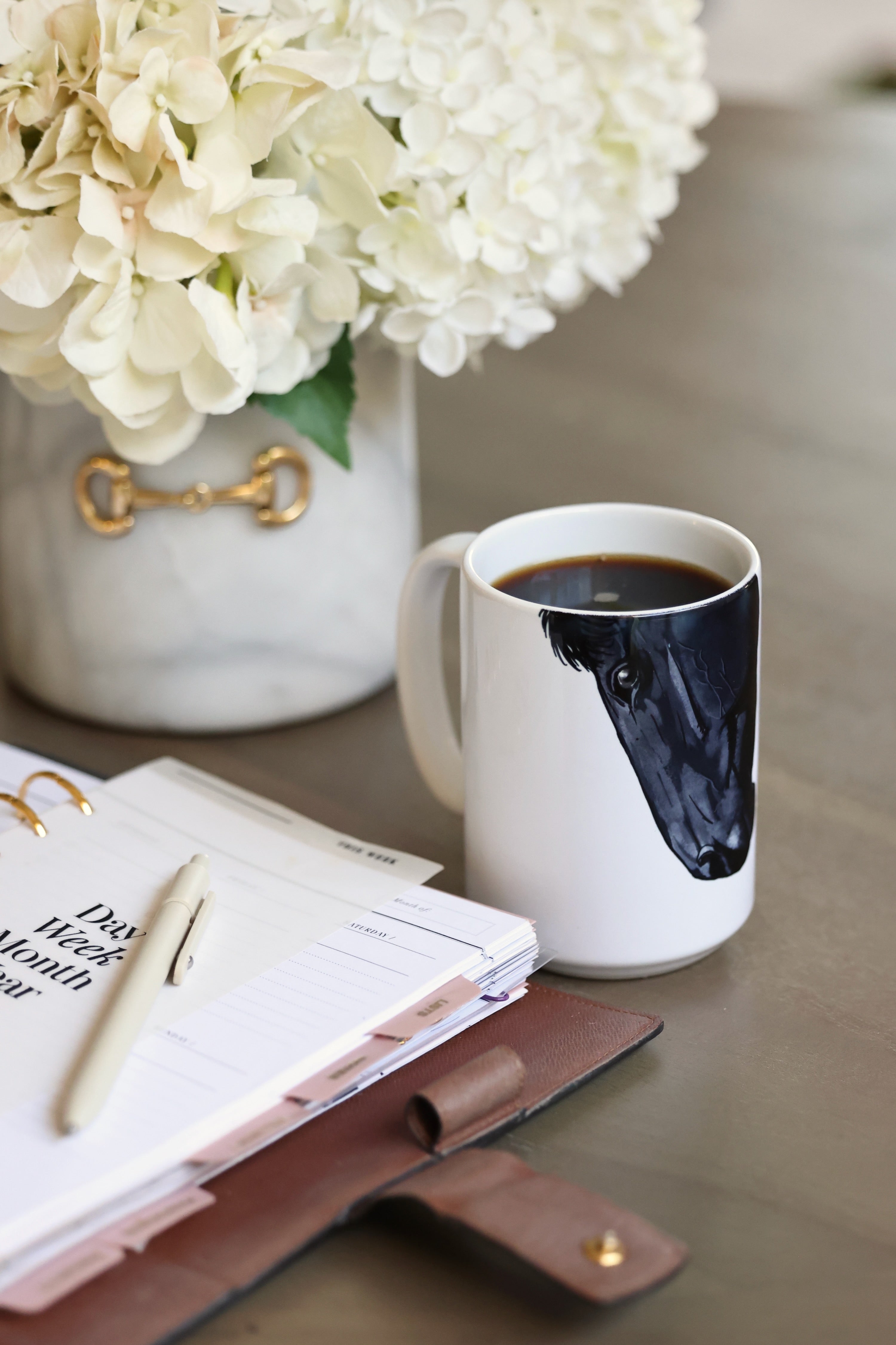 american brand studios stylish equestrian dark horse porcelain mug